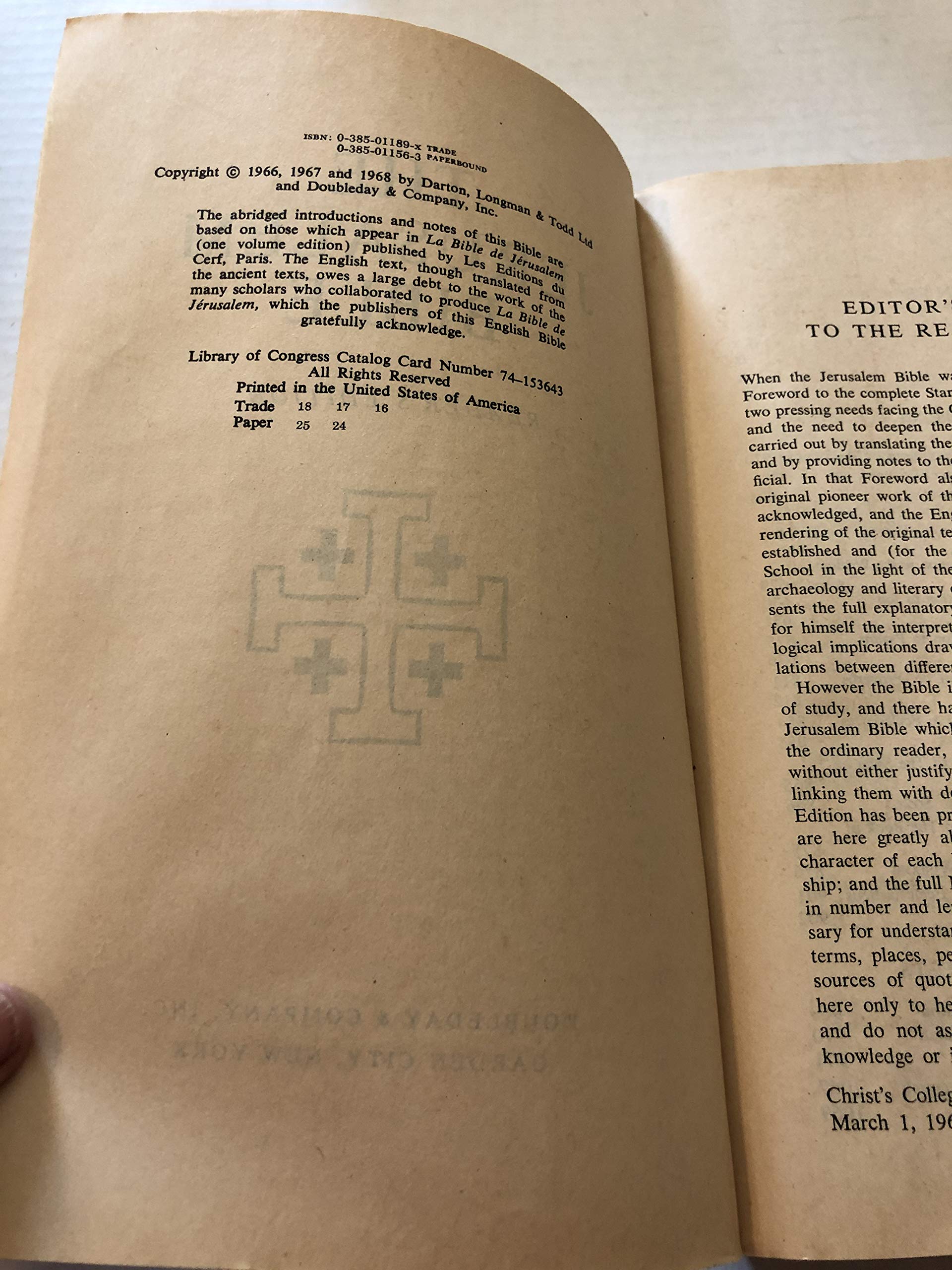 The Jerusalem Bible - Reader's Edition used book depot