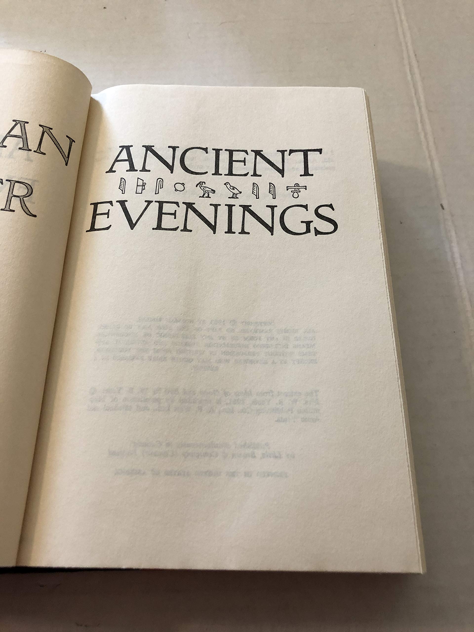 Ancient Evenings Copyright (1983 Norman Mailer, Little Brown Co. 1984) used book depot