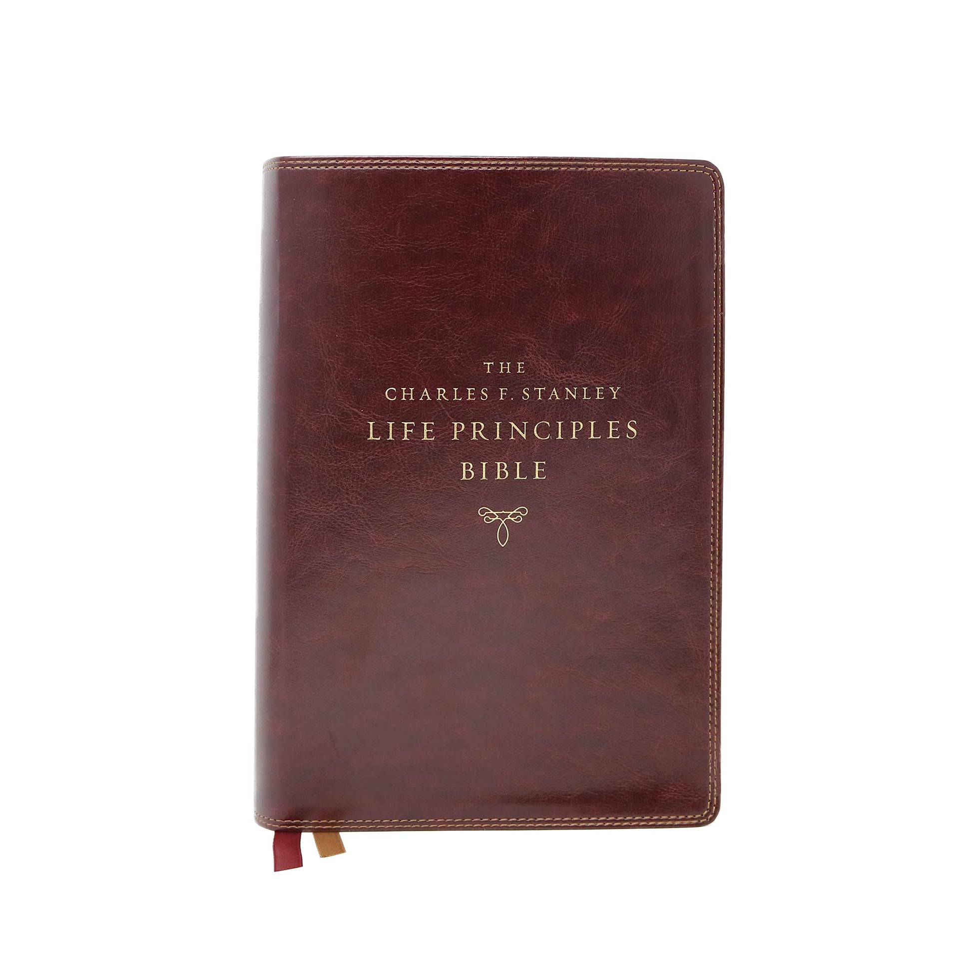 The NKJV, Charles F. Stanley Life Principles Bible, 2nd Edition, Leathersoft, Burgundy, Comfort Print: Growing in Knowledge and Understanding of God Through His Word used book depot