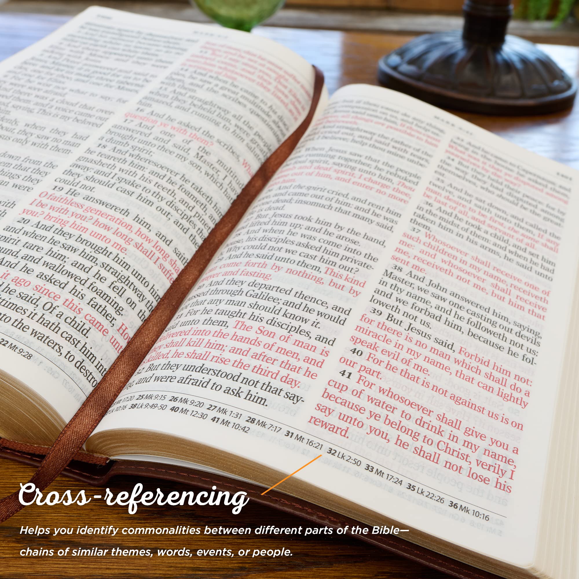 KJV Holy Bible, Giant Print Standard Size Faux Leather Red Letter Edition - Ribbon Marker, King James Version, Blue Two-tone (KJV Standard GP Editions) used book depot