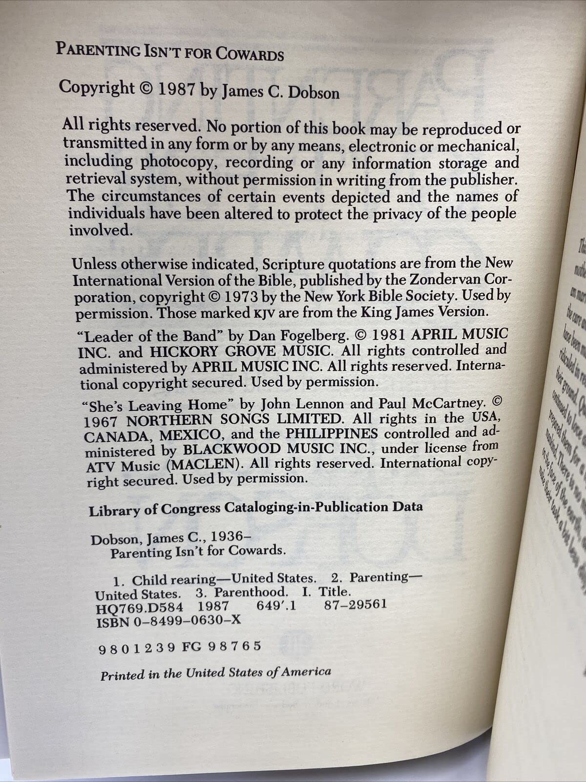 Parenting Isn't for Cowards: Dealing Confidently With the Frustrations of Child-Rearing used book depot