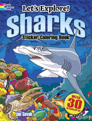 Let's Explore! Sharks Sticker Coloring Book: with 30 Stickers! (Dover Design Coloring Books) used book depot
