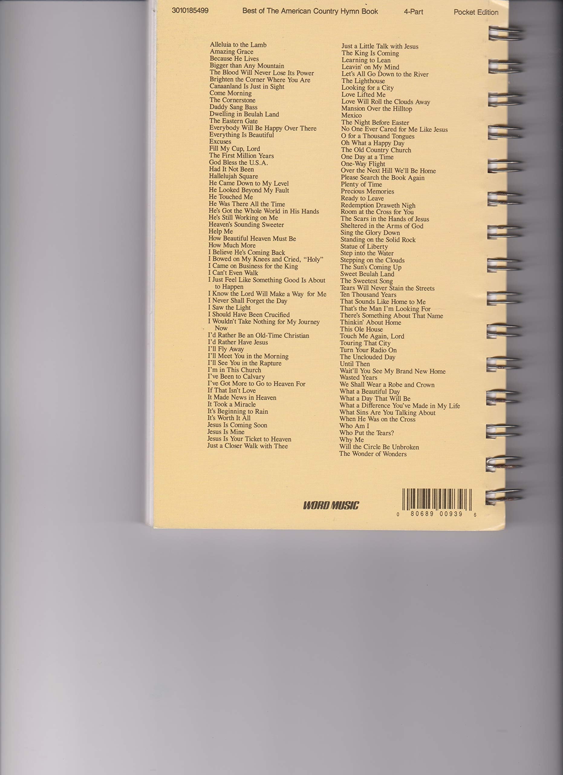 Best of The American Country Hymn Book (Hymnal) used book depot