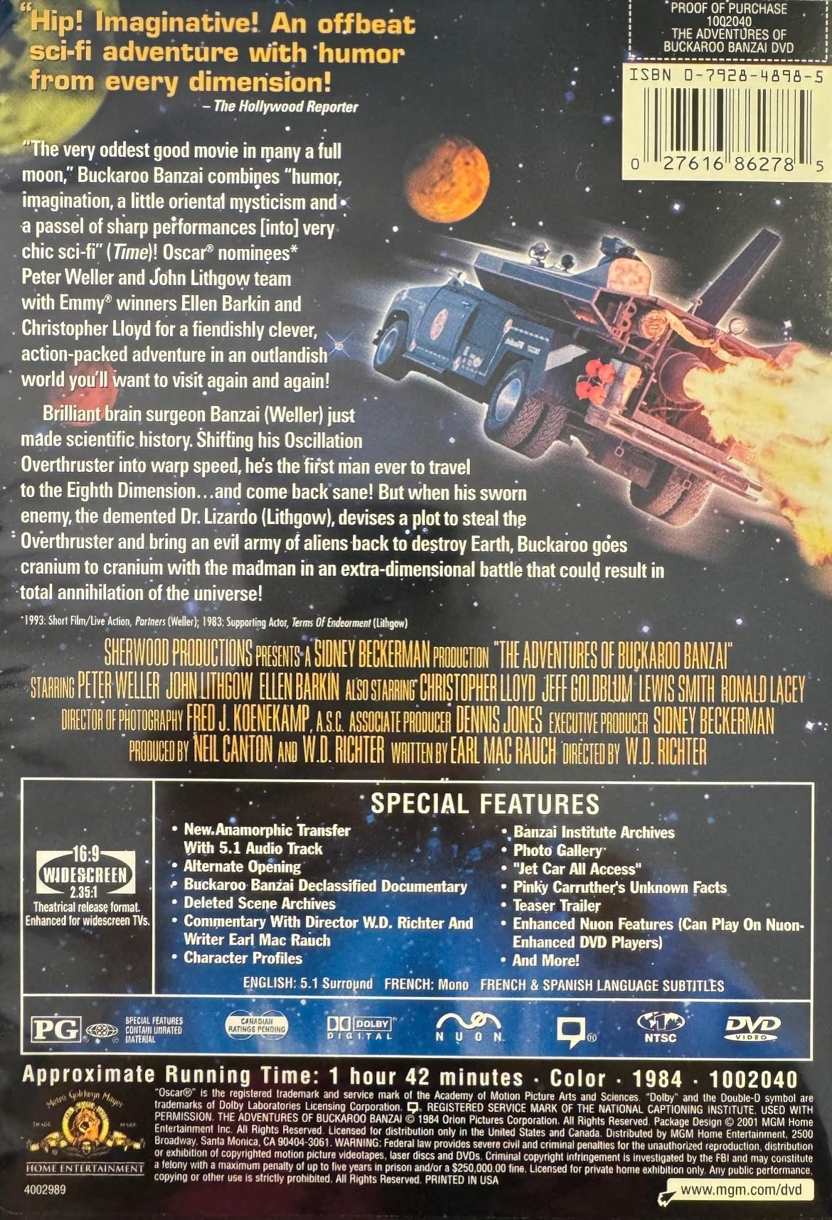 The Adventures of Buckaroo Banzai Across the Eighth Dimension [DVD] used book depot