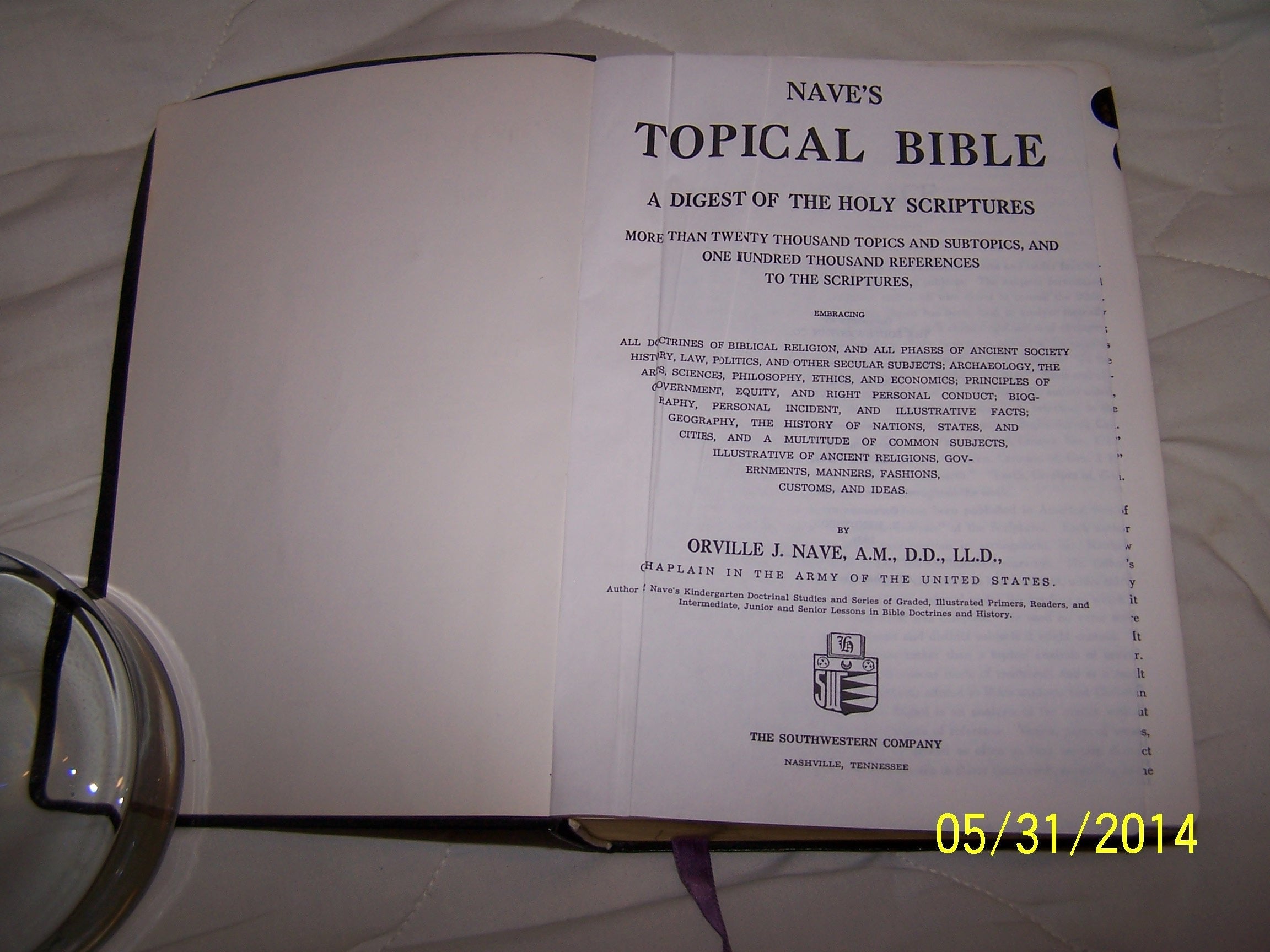Nave's Topical Bible a Digest of the Holy Scriptures used book depot