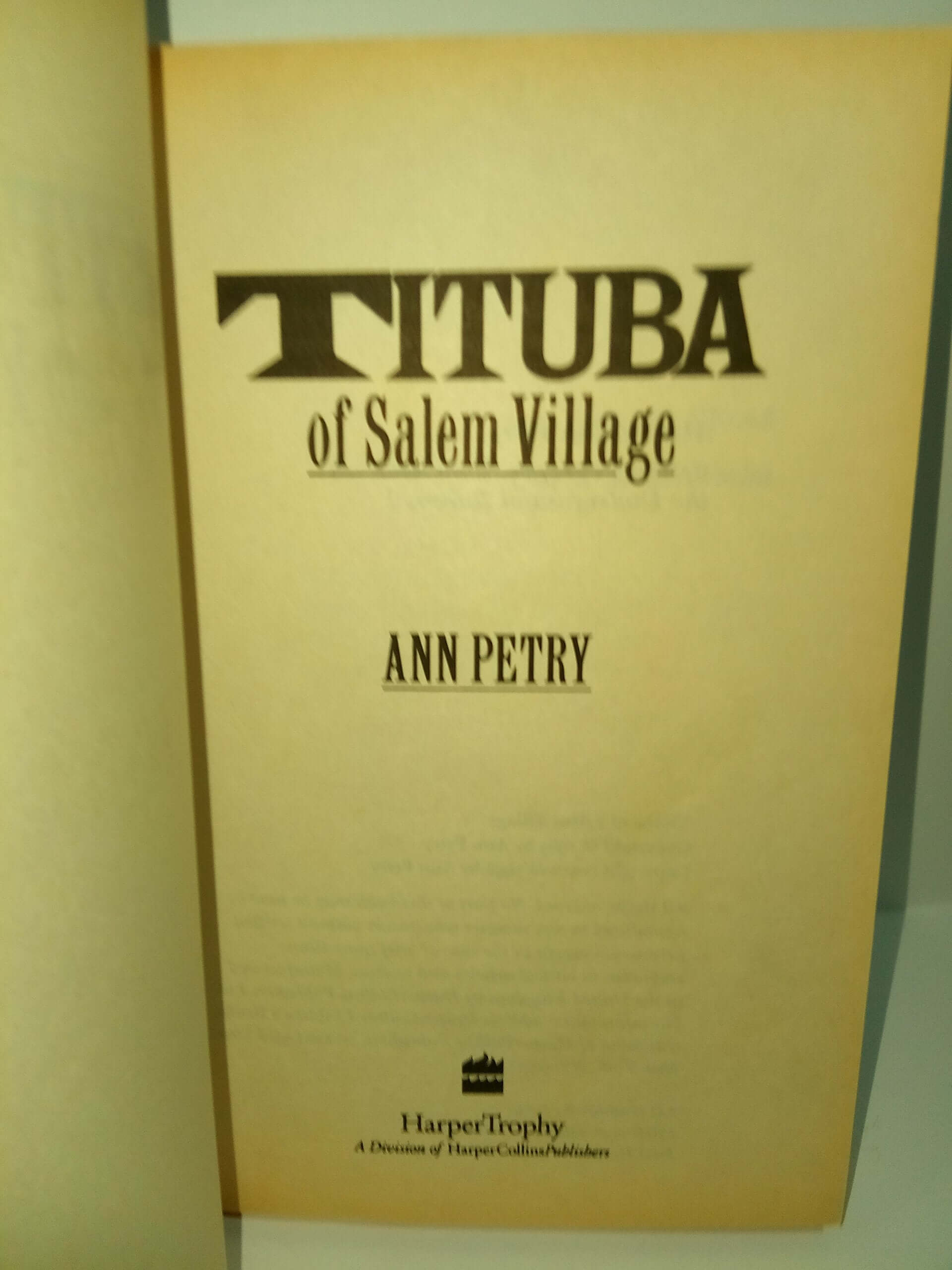 Tituba of Salem Village used book depot