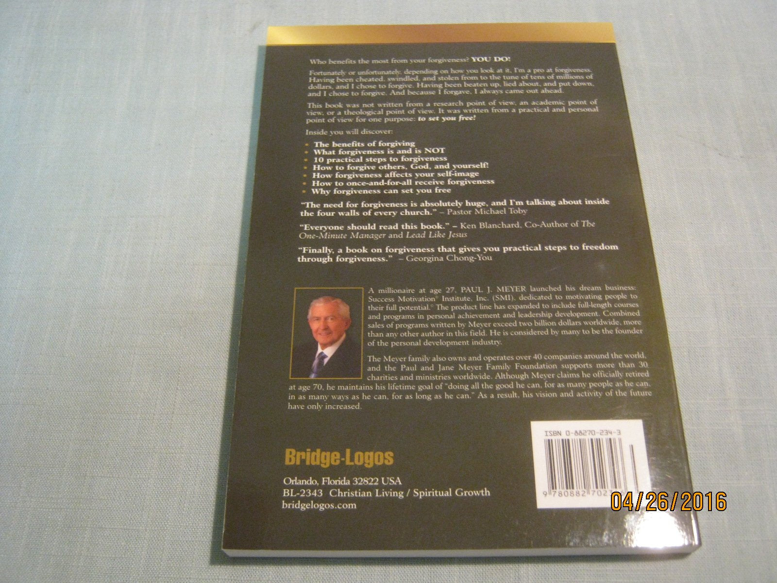 Forgiveness...the Ultimate Miracle (Fortune, Family & Faith) used book depot