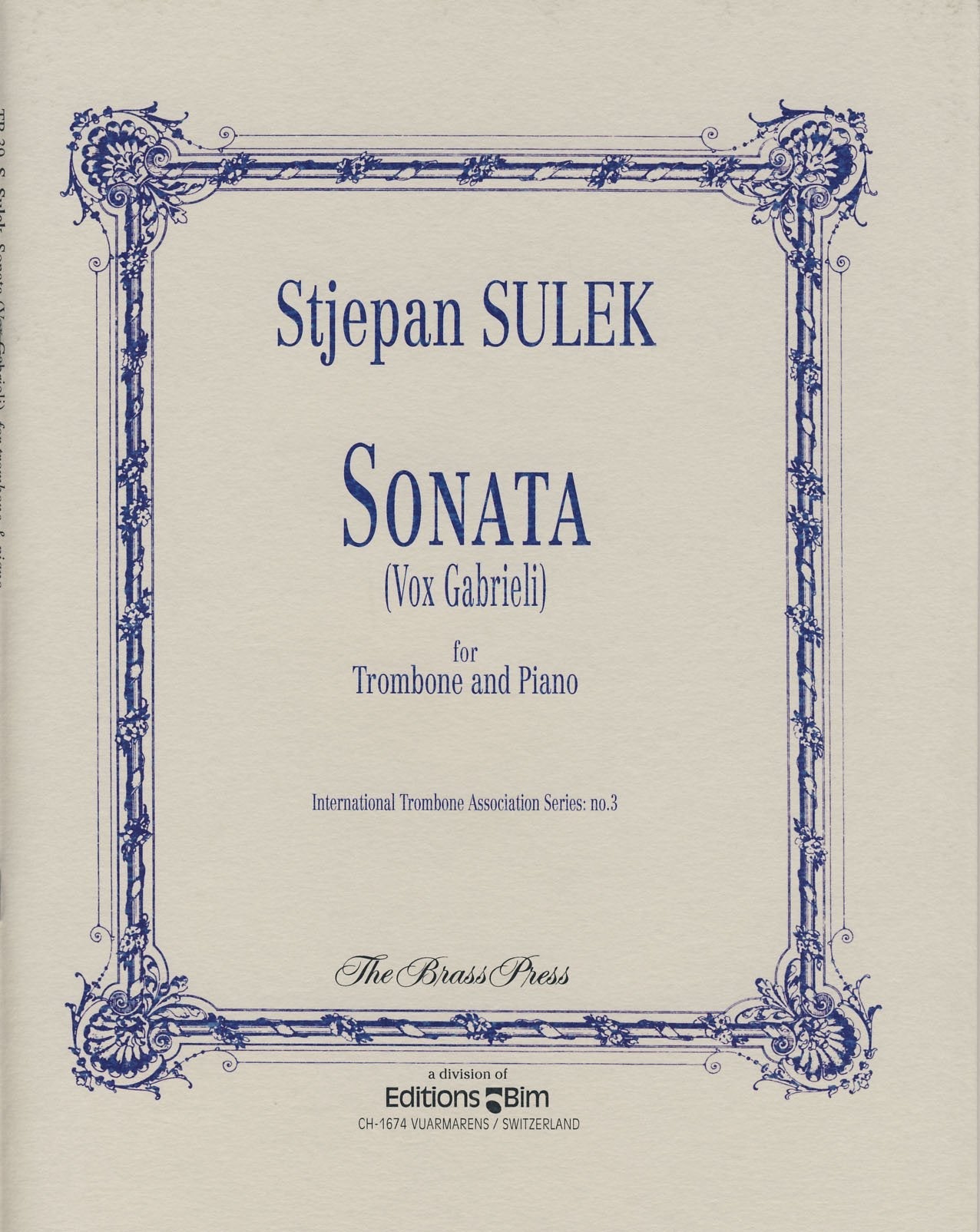 SULEK S. - Sonata (Vox Gabrieli) para Trombon y Piano used book depot