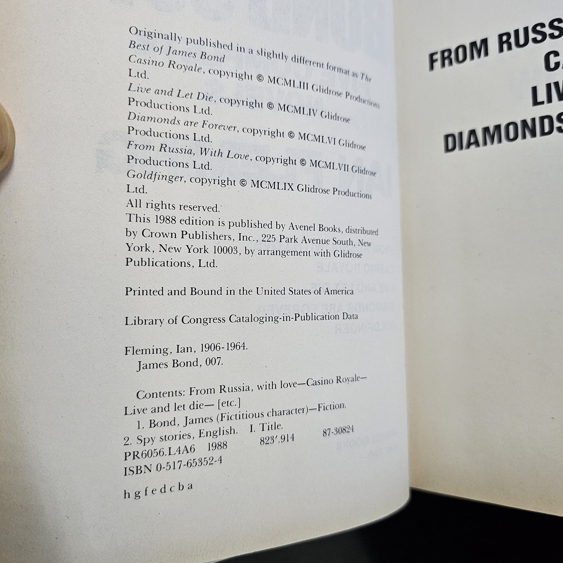James Bond 007: Diamonds Are Forever / From Russia with Love / Goldfinger / Casino Royale / Live and Let Die used book depot