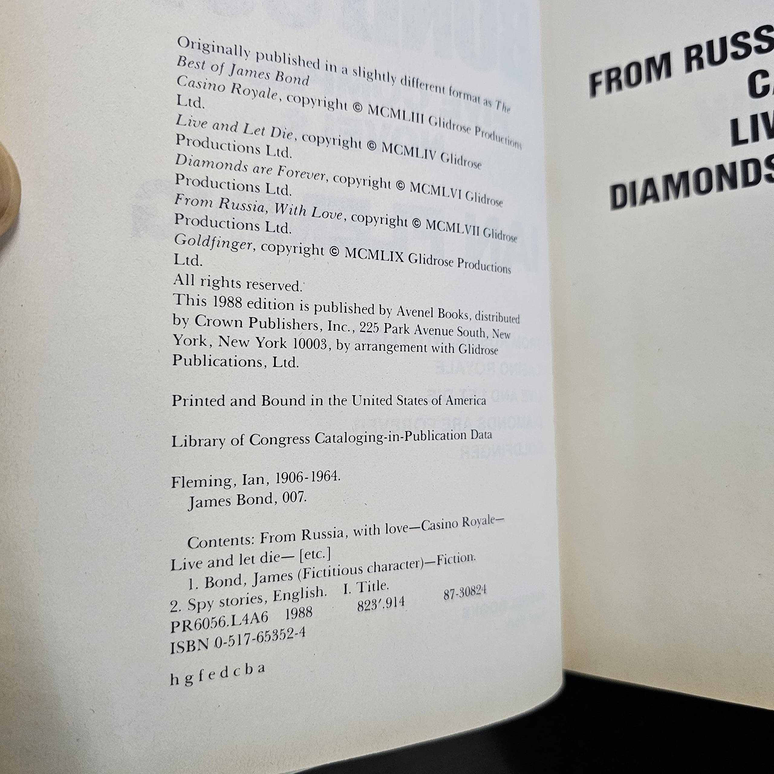 James Bond 007: Diamonds Are Forever / From Russia with Love / Goldfinger / Casino Royale / Live and Let Die used book depot