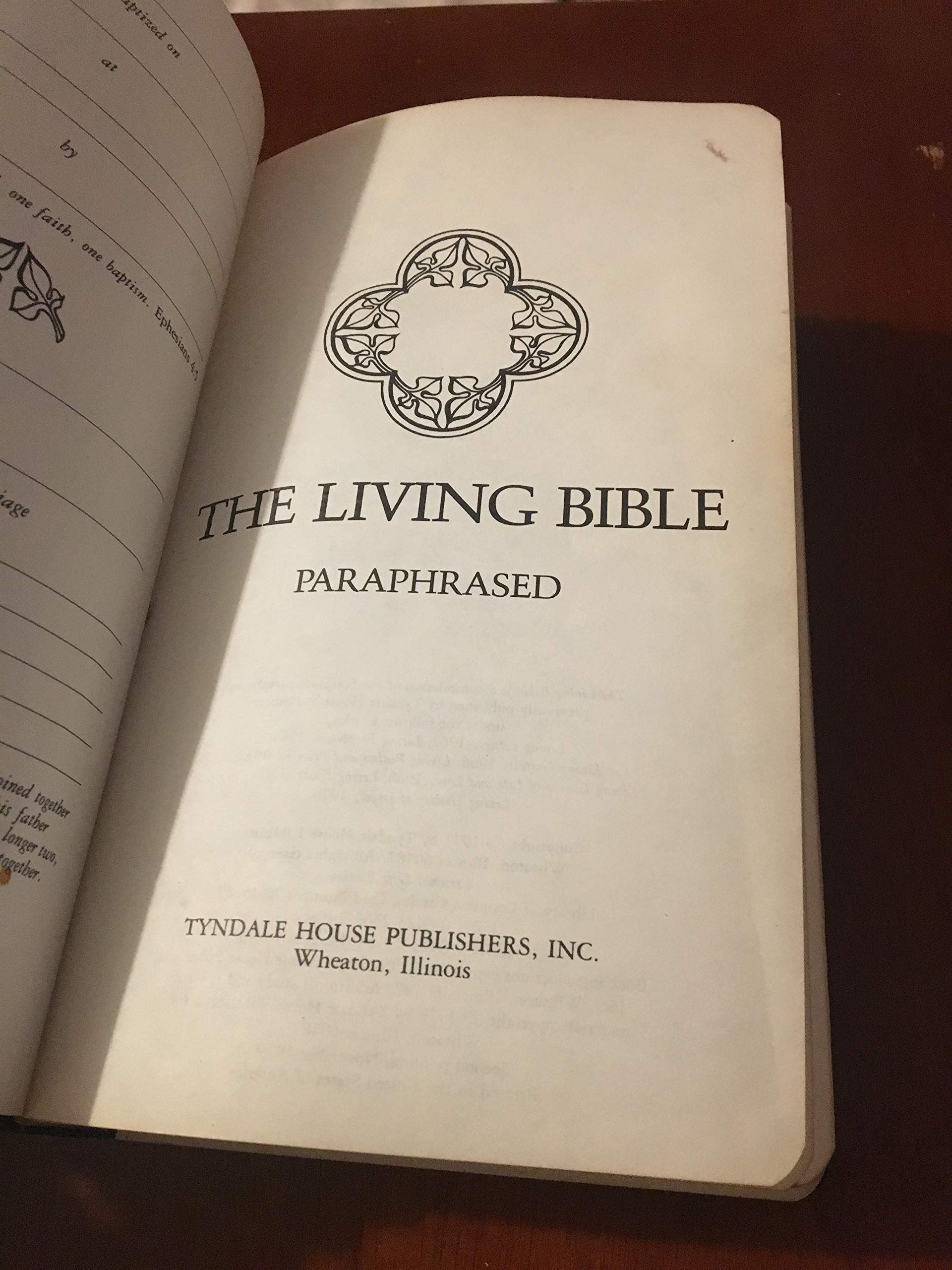 The Living Bible Paraphrased Handy Size Black Genuine Cowhide Leather used book depot