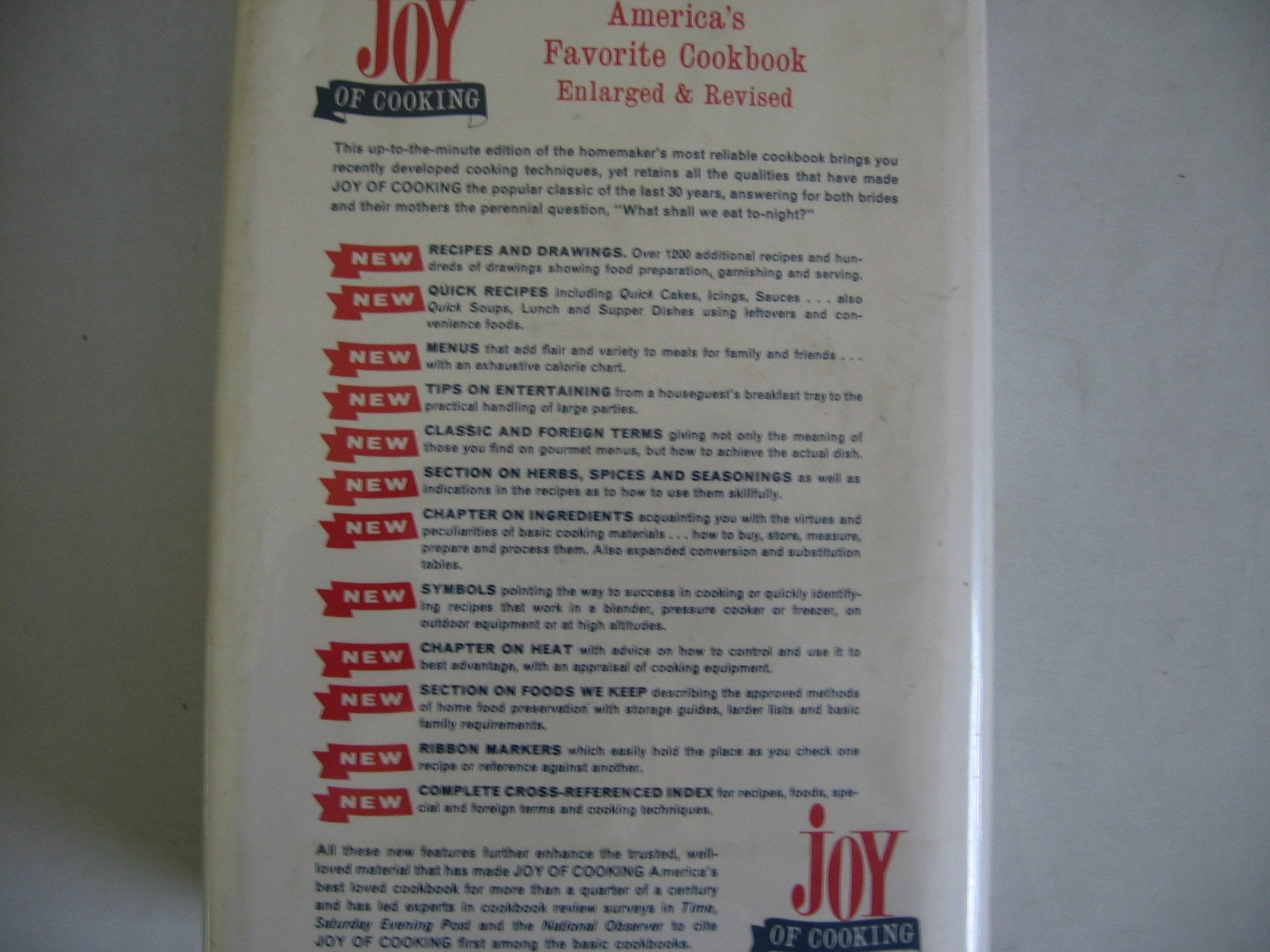 Joy of Cooking - Revised & Enlarged Over 4300 Recipes, 1200 New Recipes & New Illustrations)