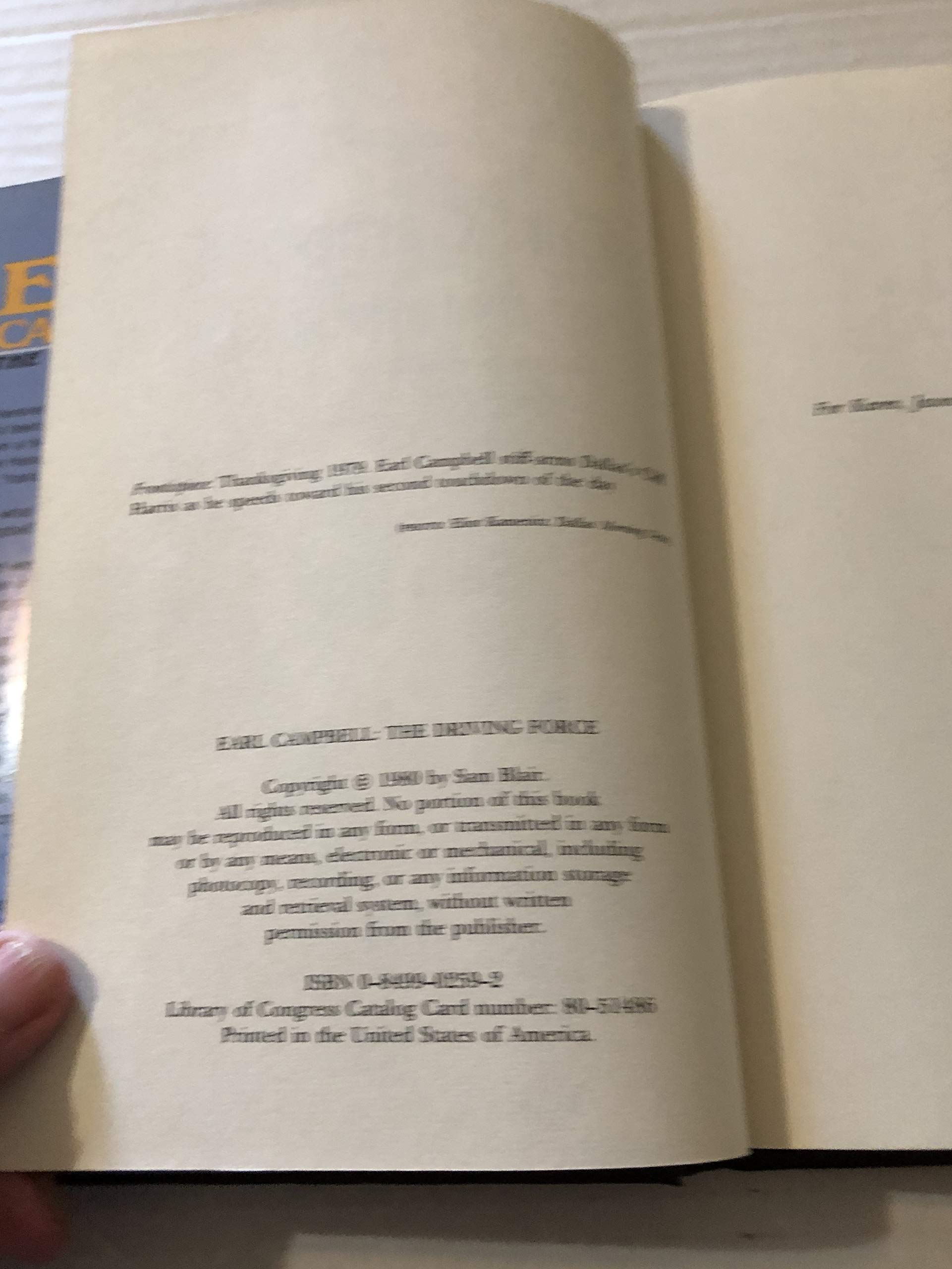 Earl Campbell: The Driving Force used book depot
