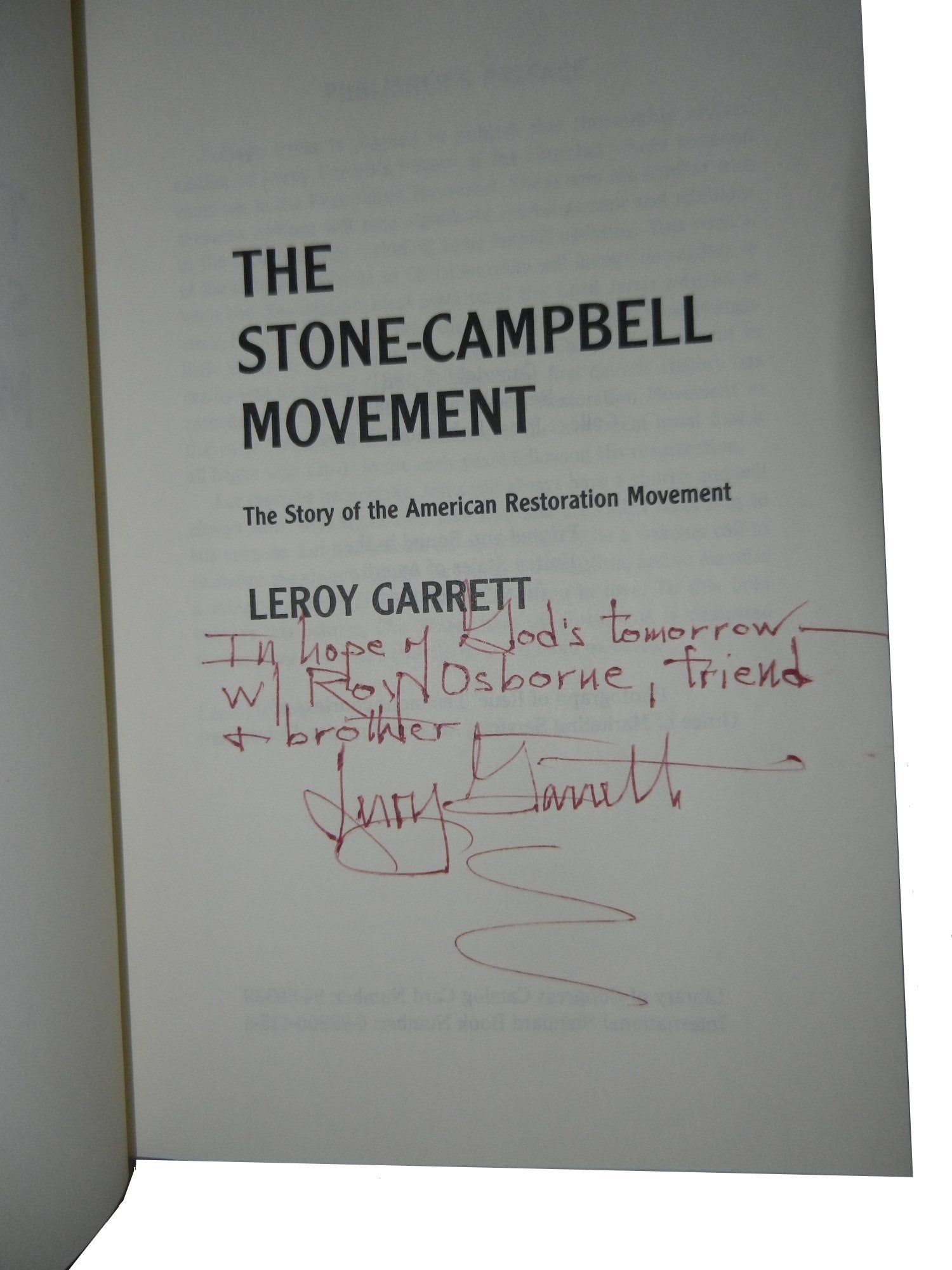 The Stone-Campbell Movement: The Story of the American Restoration Movement used book depot