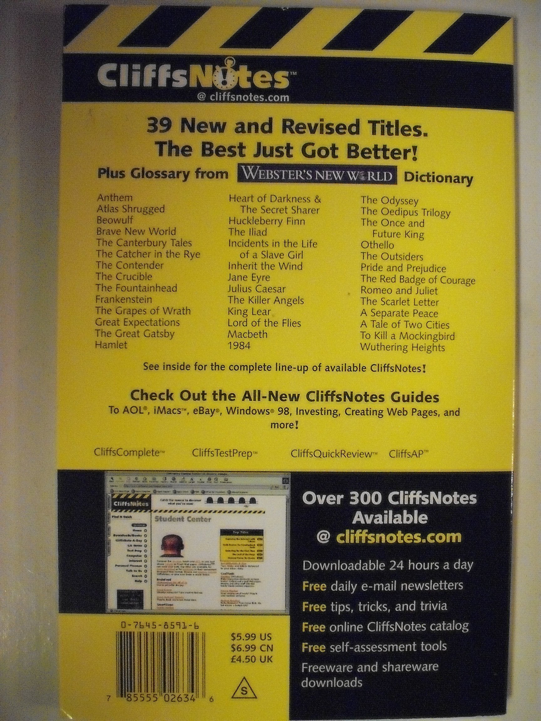 CliffsNotes on Salinger's The Catcher in the Rye (Cliffsnotes Literature Guides) used book depot