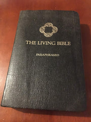 The Living Bible Paraphrased Handy Size Black Genuine Cowhide Leather used book depot