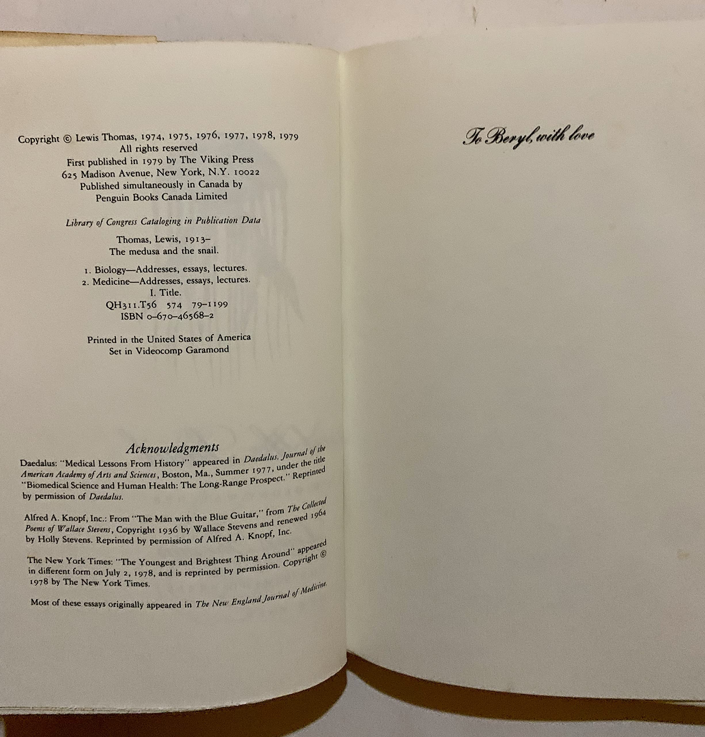 The Medusa and the Snail: More Notes of a Biology Watcher used book depot