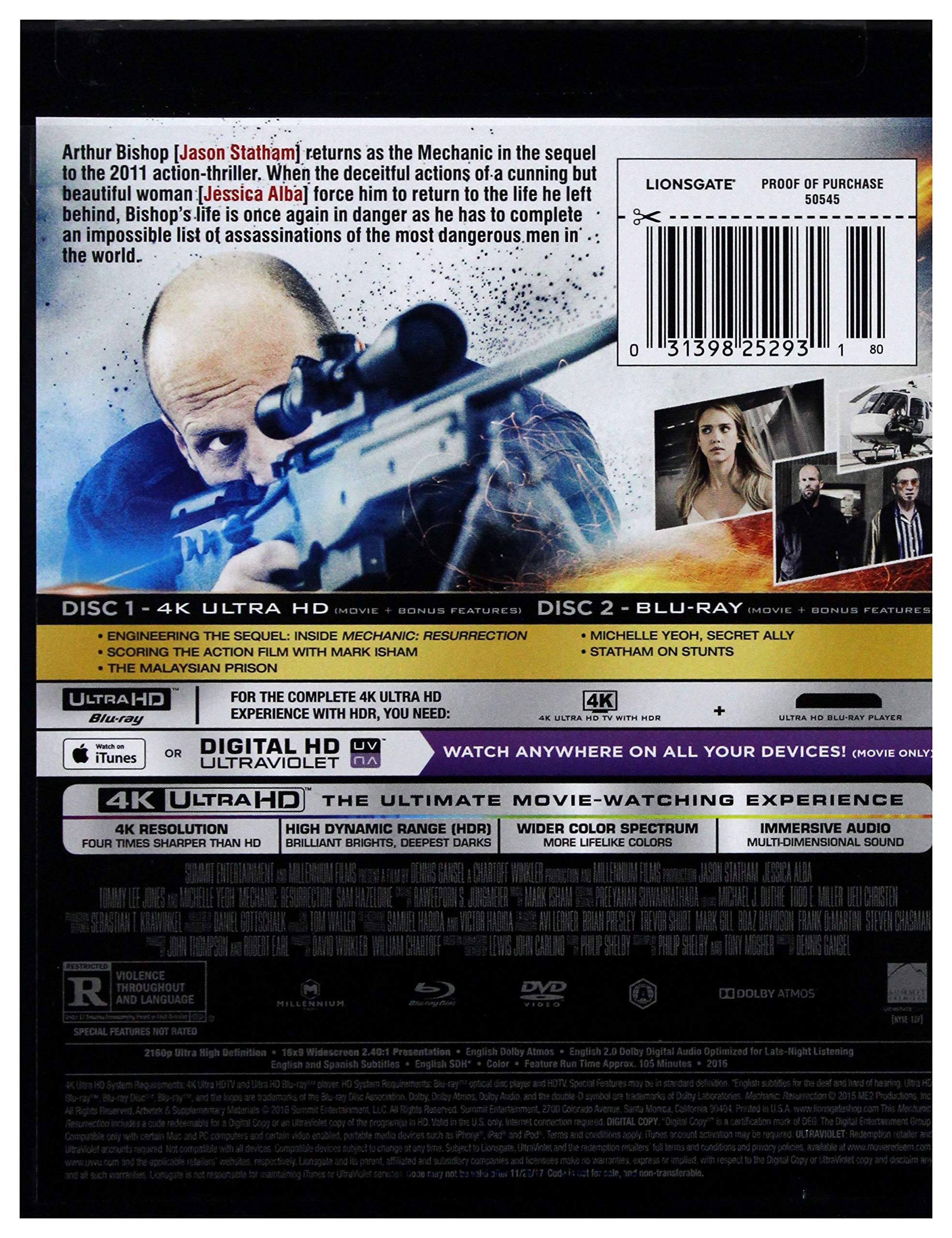 Mechanic Resurrection [4K Ultra HD + Blu-ray + Digital HD] [4K UHD] used book depot
