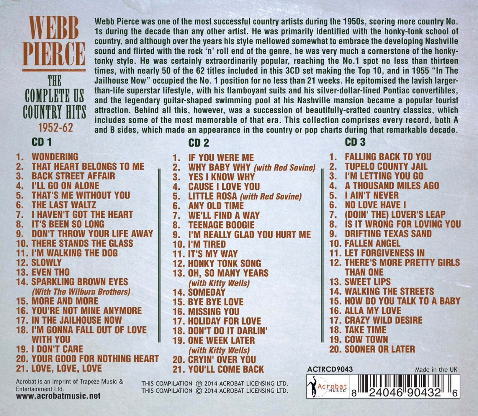 Pierce, Webb : Complete Us Country Hits 1952-62 used book depot