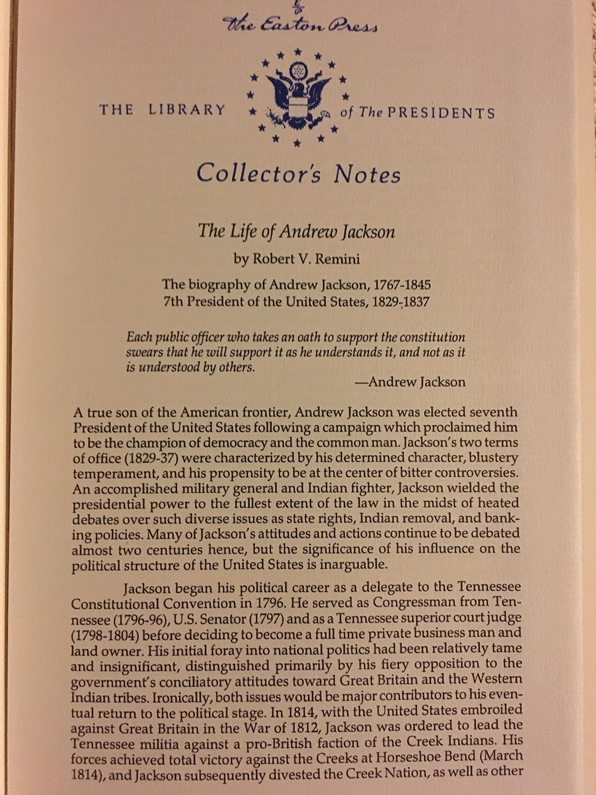 The Life of Andrew Jackson [Easton Press]