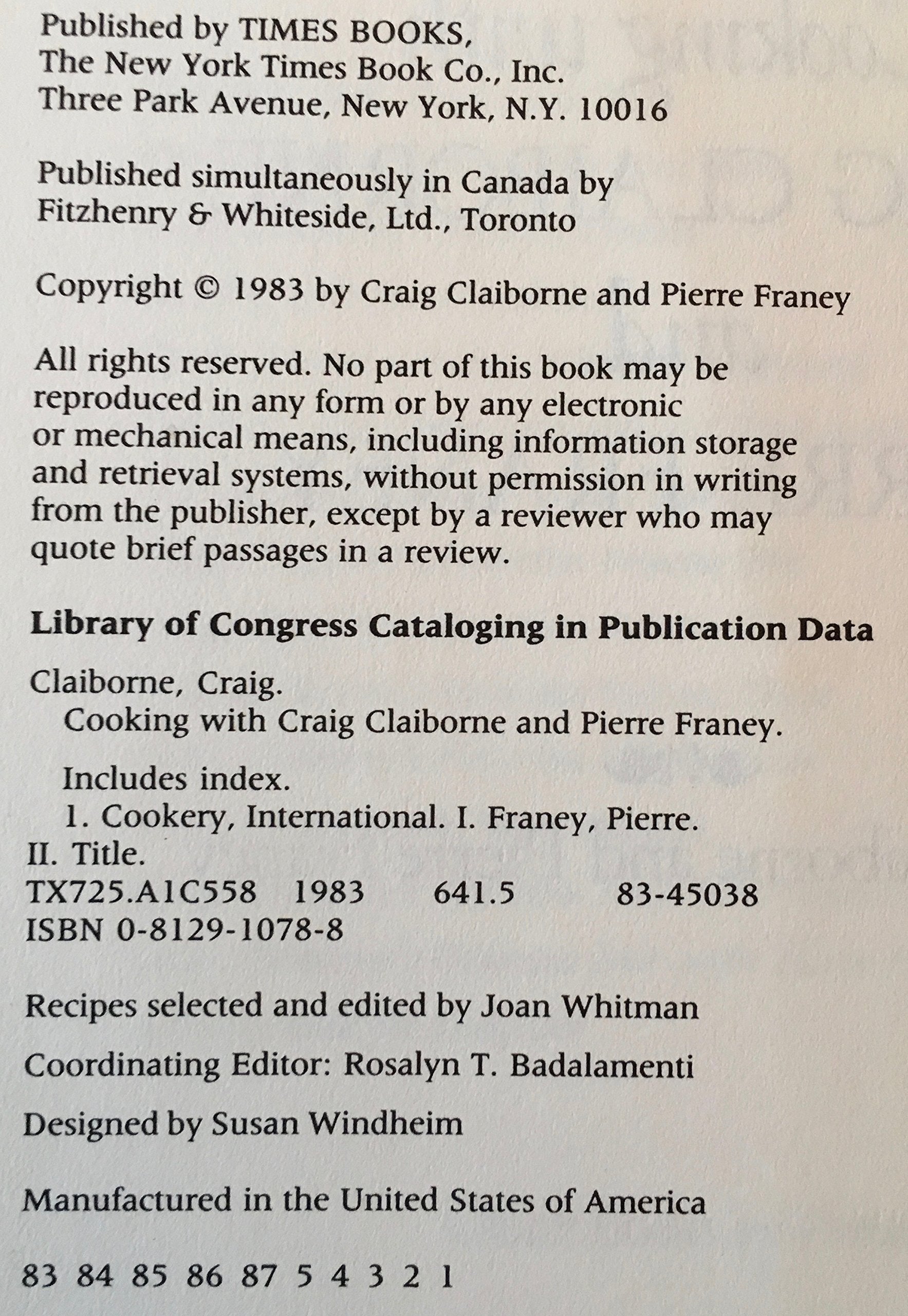 Cooking with Craig Claiborne and Pierre Franey used book depot
