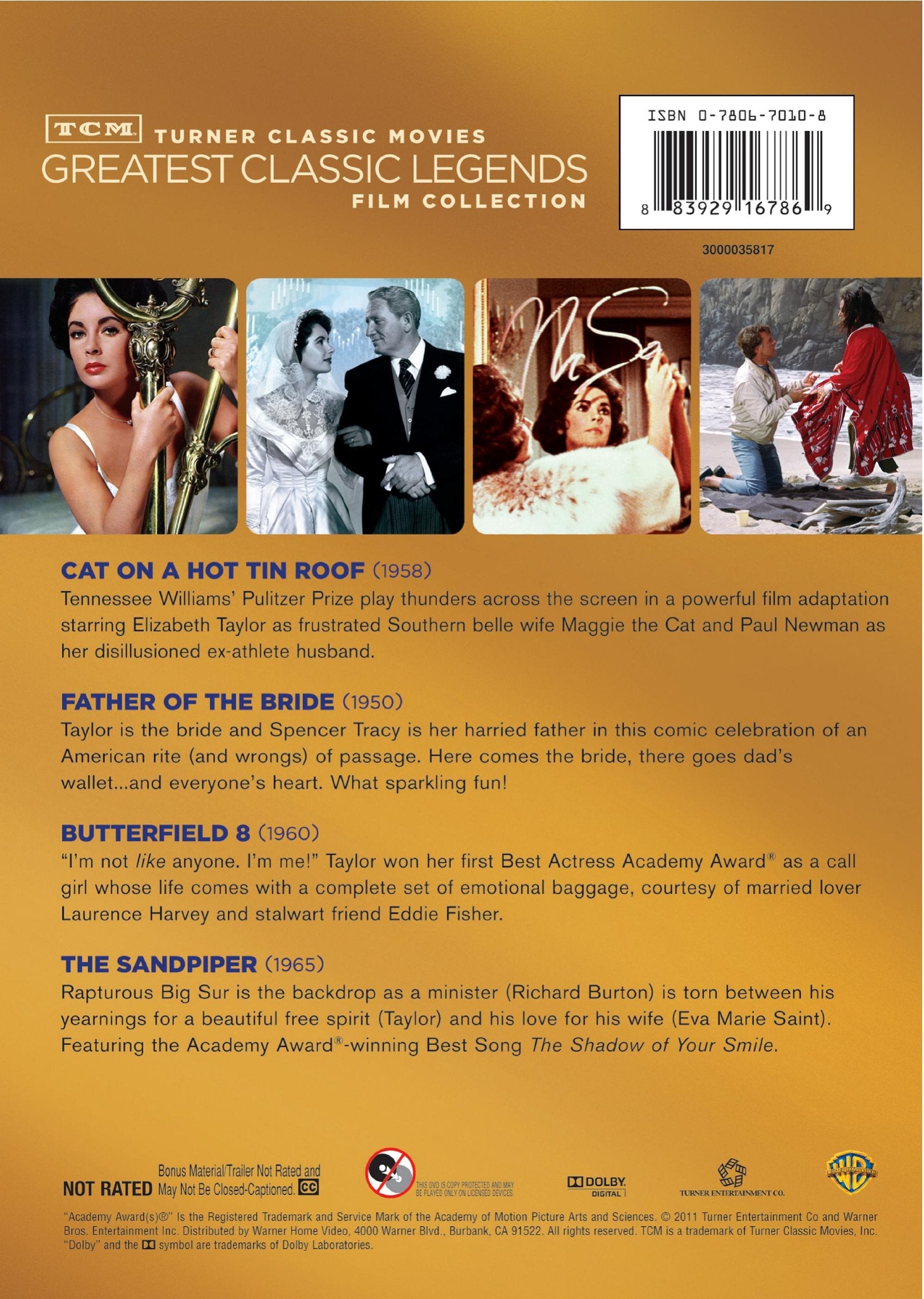 TCM Greatest Classic Legends Film Collection: Elizabeth Taylor (Cat on a Hot Tin Roof / Butterfield 8 / Father of the Bride / The Sandpiper) used book depot