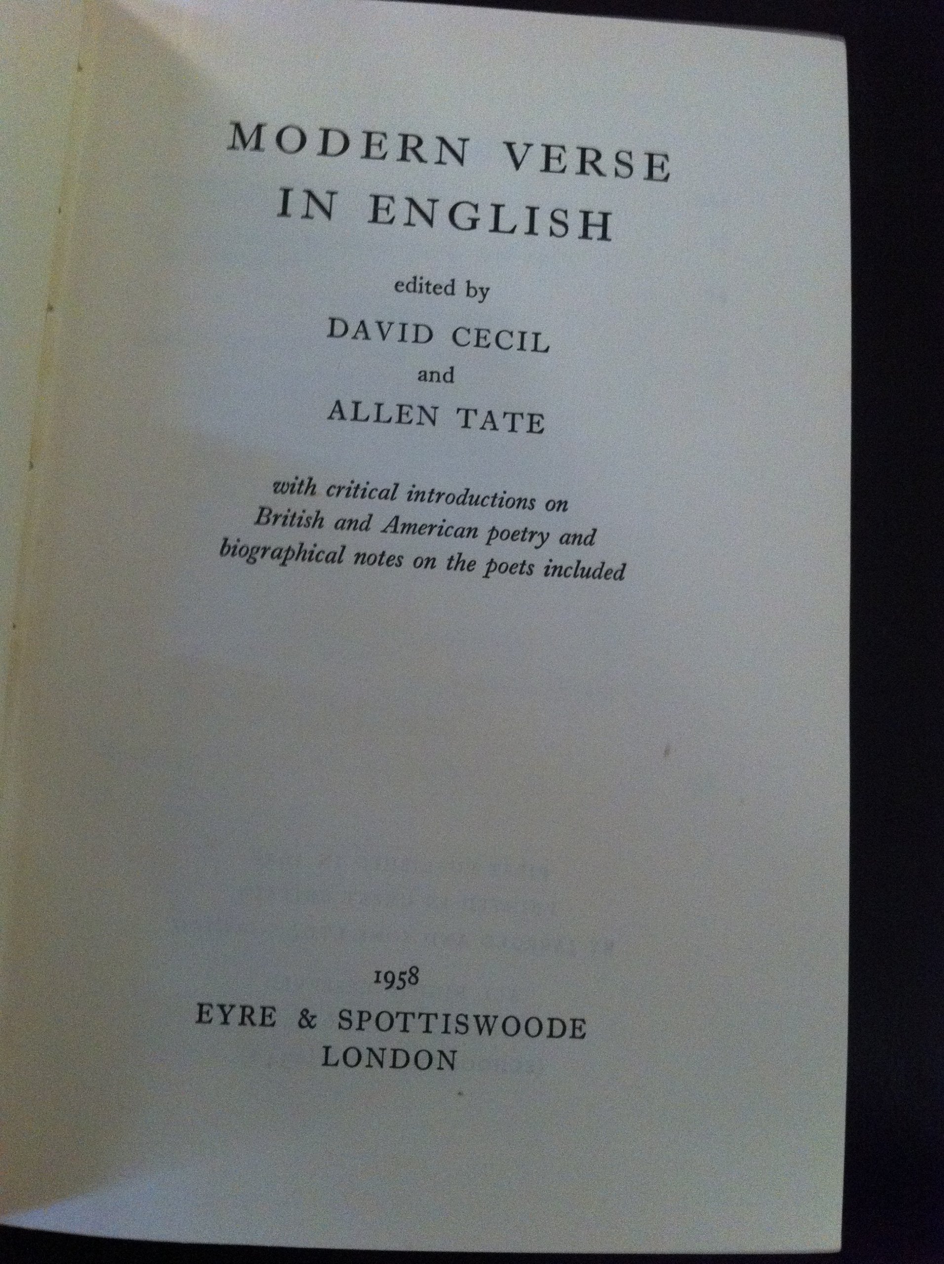 Modern Verse In English 1900-50