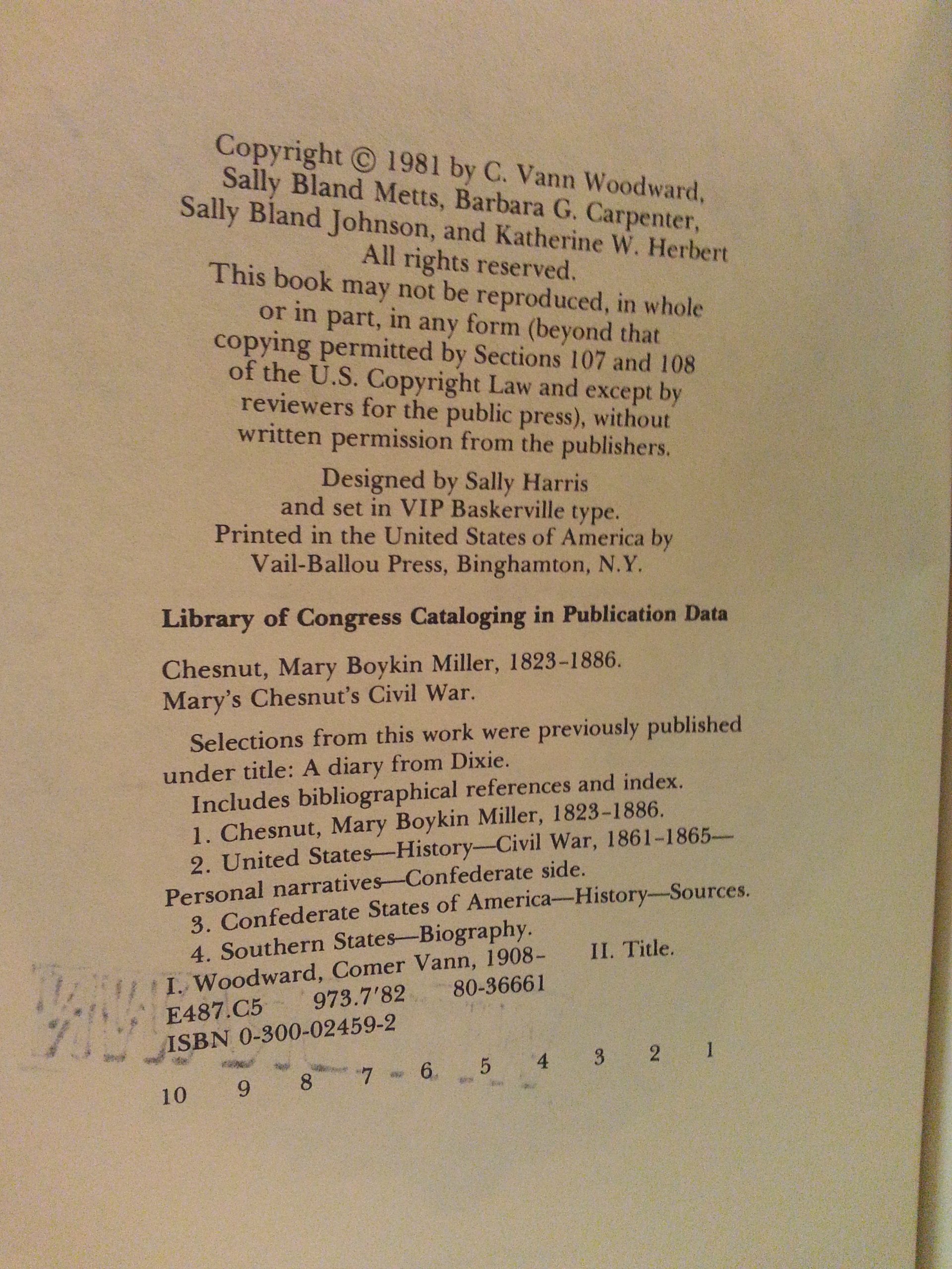 Mary Chesnut's Civil War used book depot