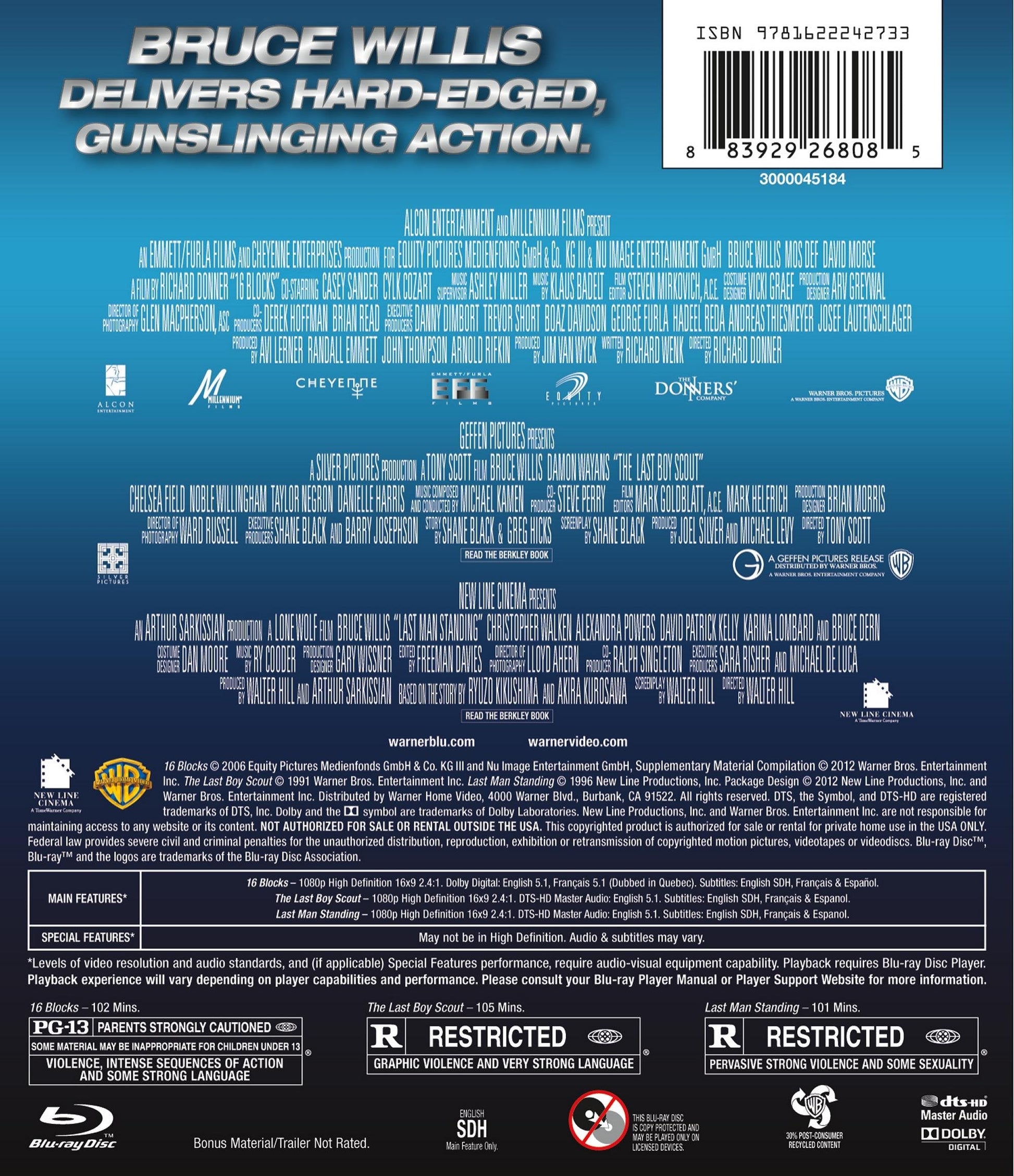 Bruce Willis Triple Feature (The Last Boy Scout / Last Man Standing / 16 Blocks) [Blu-ray] used book depot