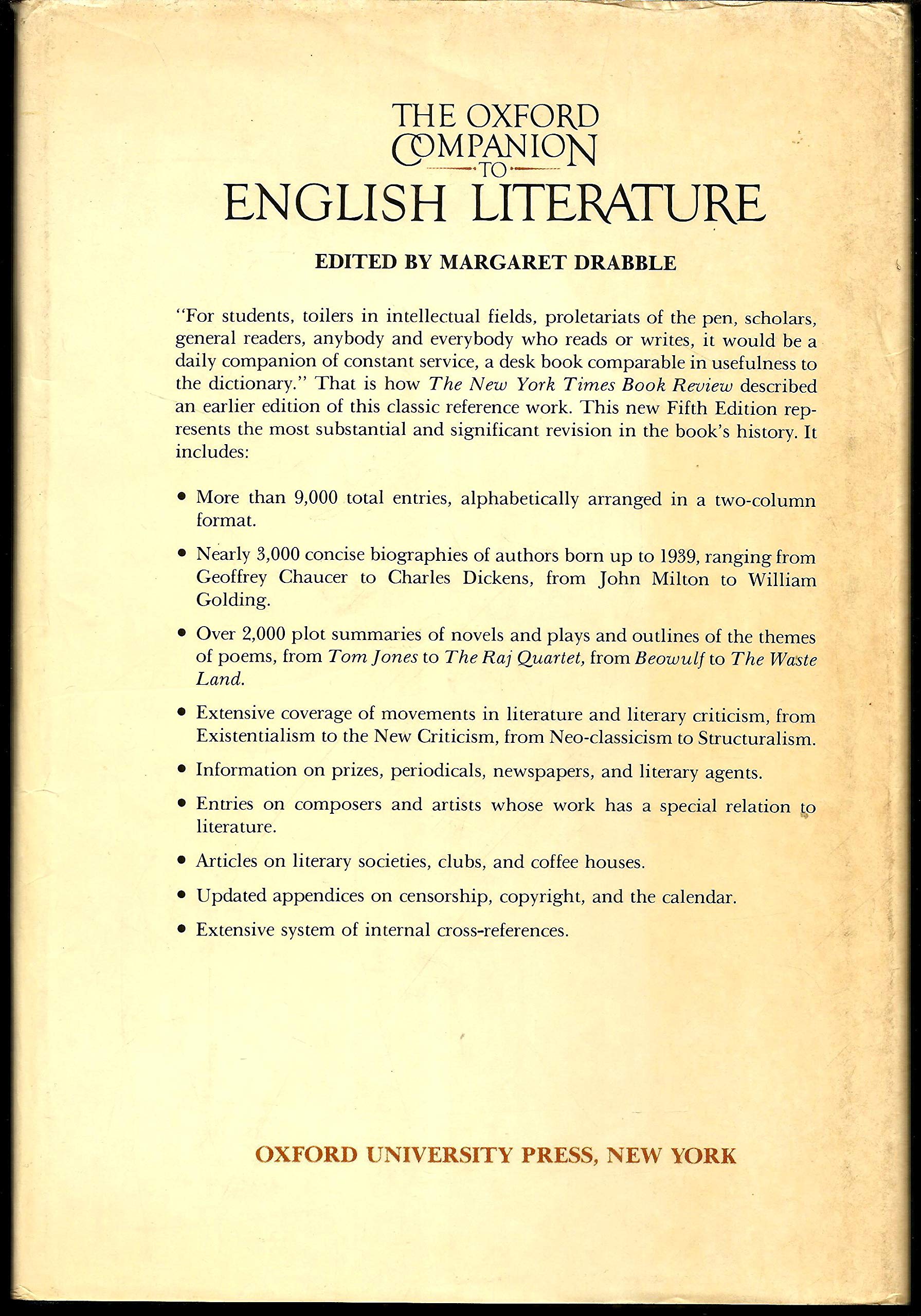 The Oxford Companion to English Literature, Fifth Edition used book depot