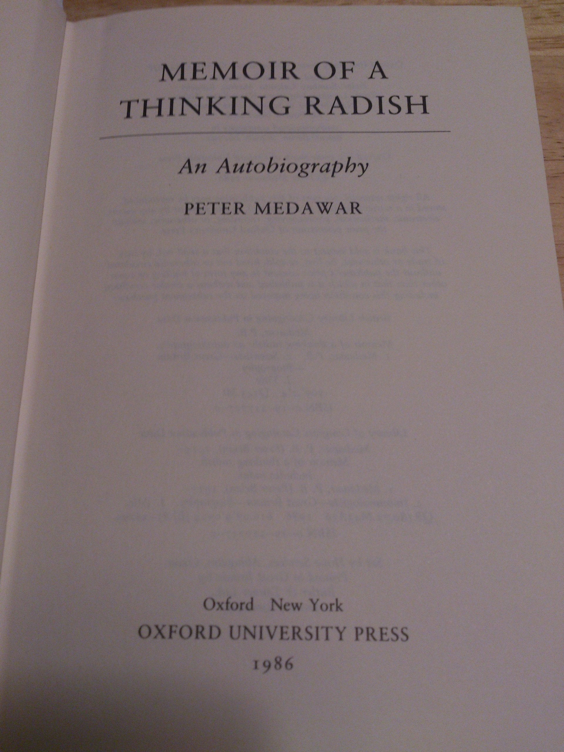 Memoir of a Thinking Radish