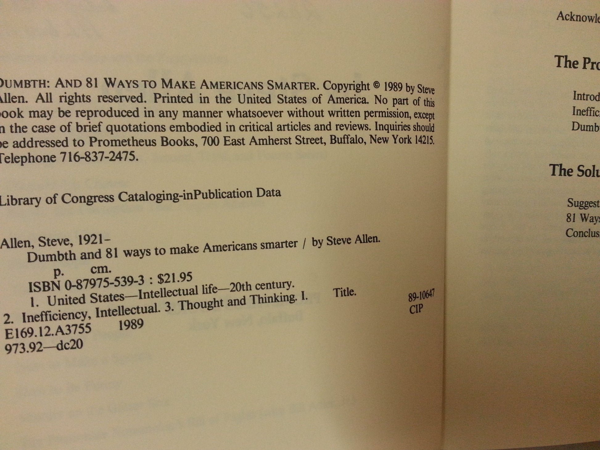 Dumbth and 81 Ways to Make Americans Smarter used book depot