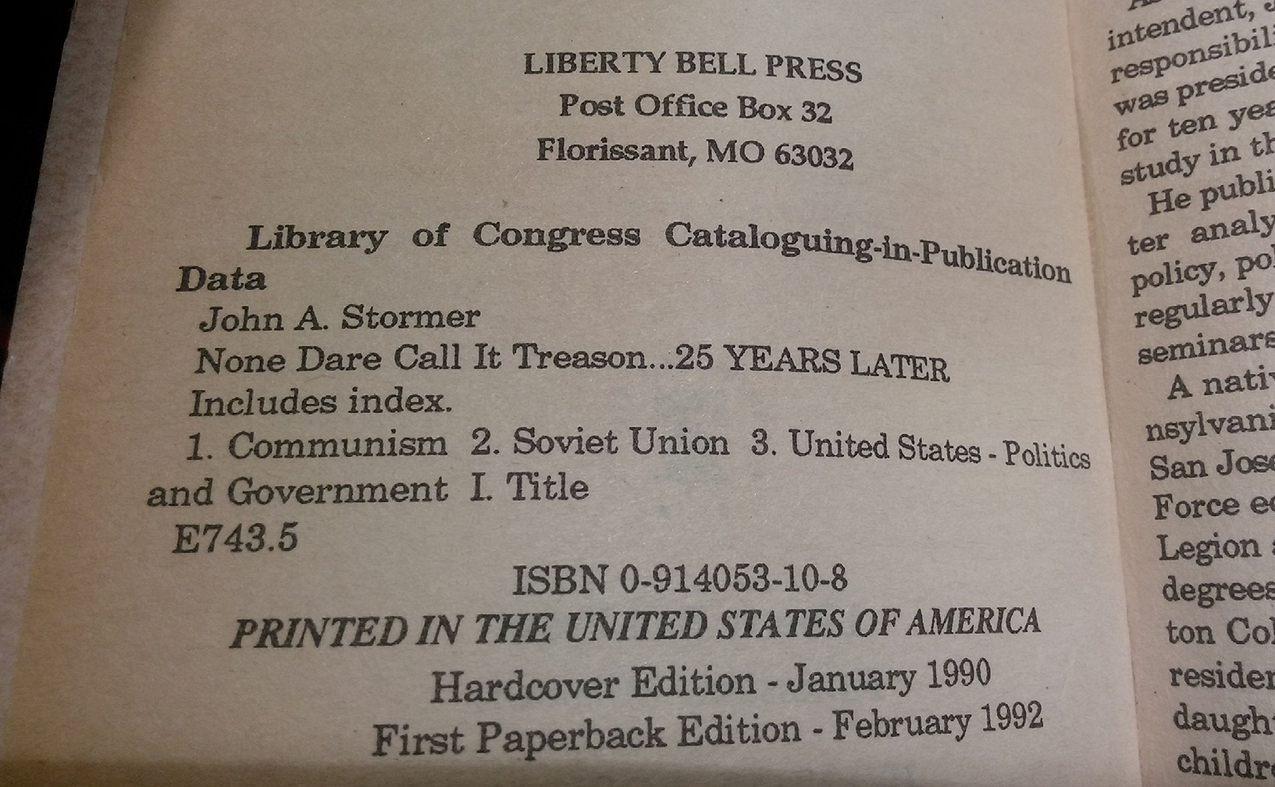 None Dare Call It Treason - 25 Years Later