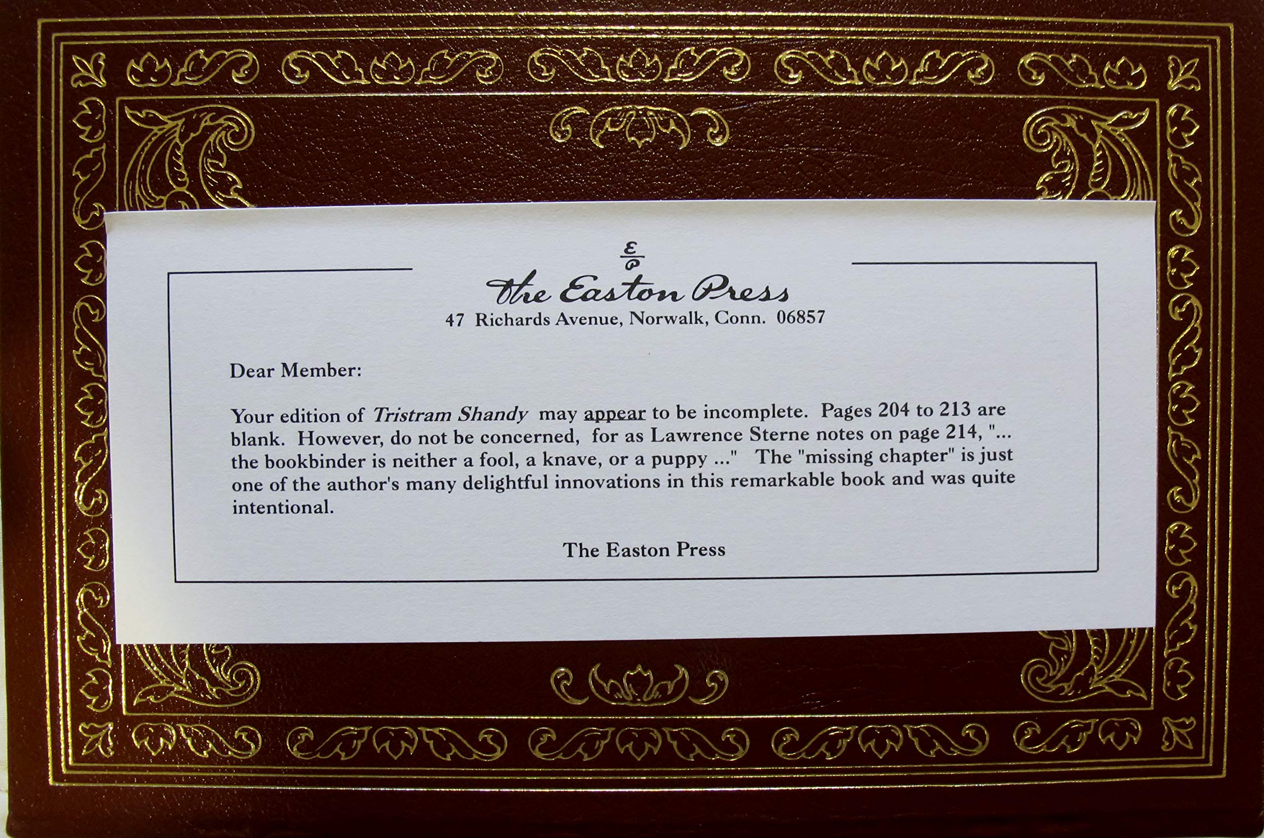 The Life and Opinions of Tristram Shandy, Gentleman. Collector's Edition in Full Leather. The 100 Greatest Books Ever Written Series