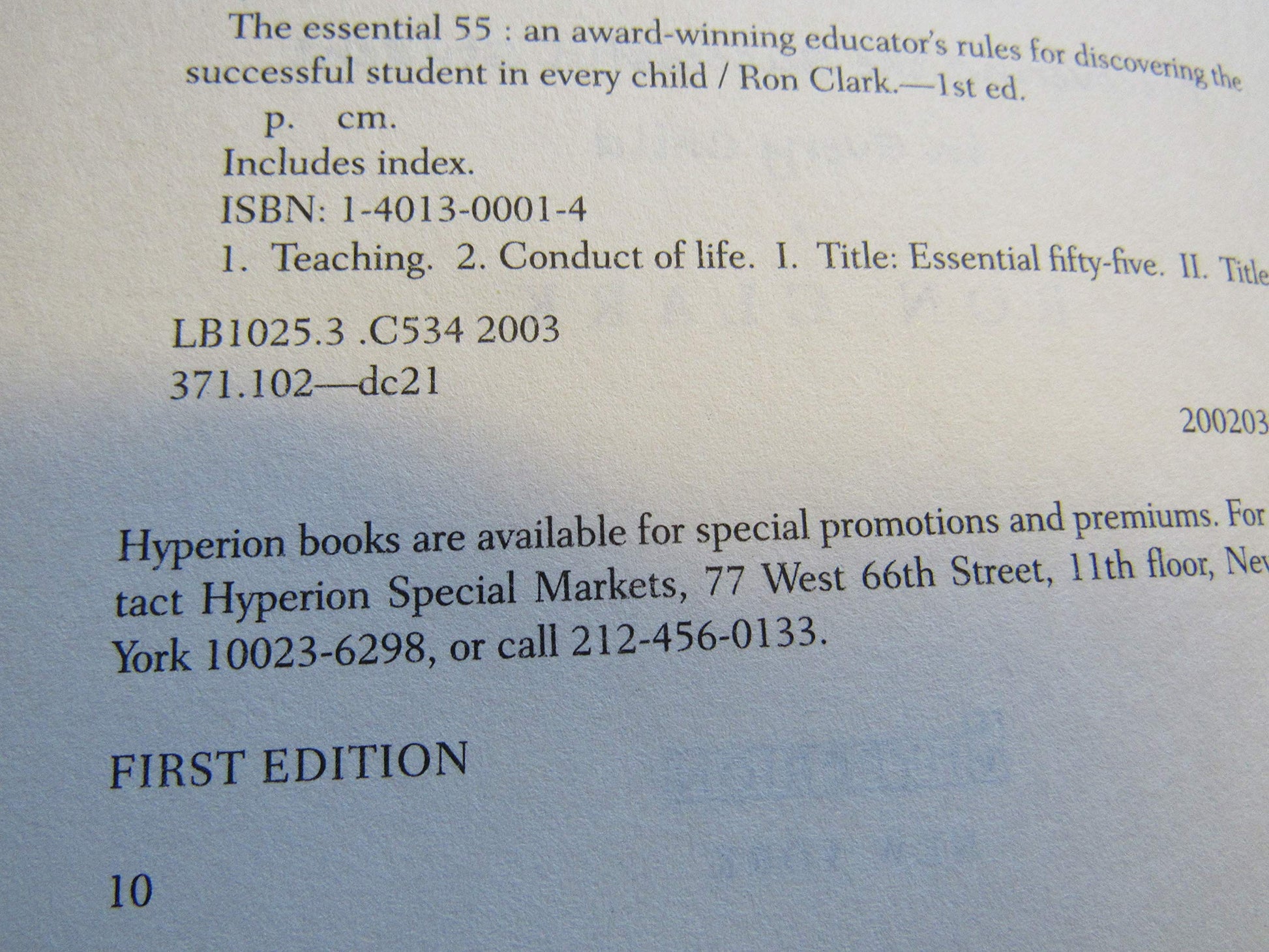 The Essential 55: An Award-Winning Educator's Rules for Discovering the Successful Student in Every Child used book depot