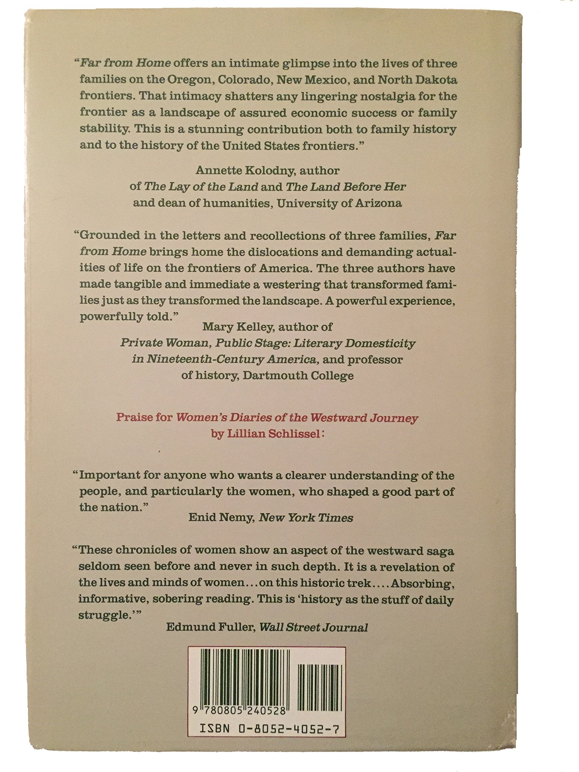 Far from Home: Families of the Westward Journey used book depot