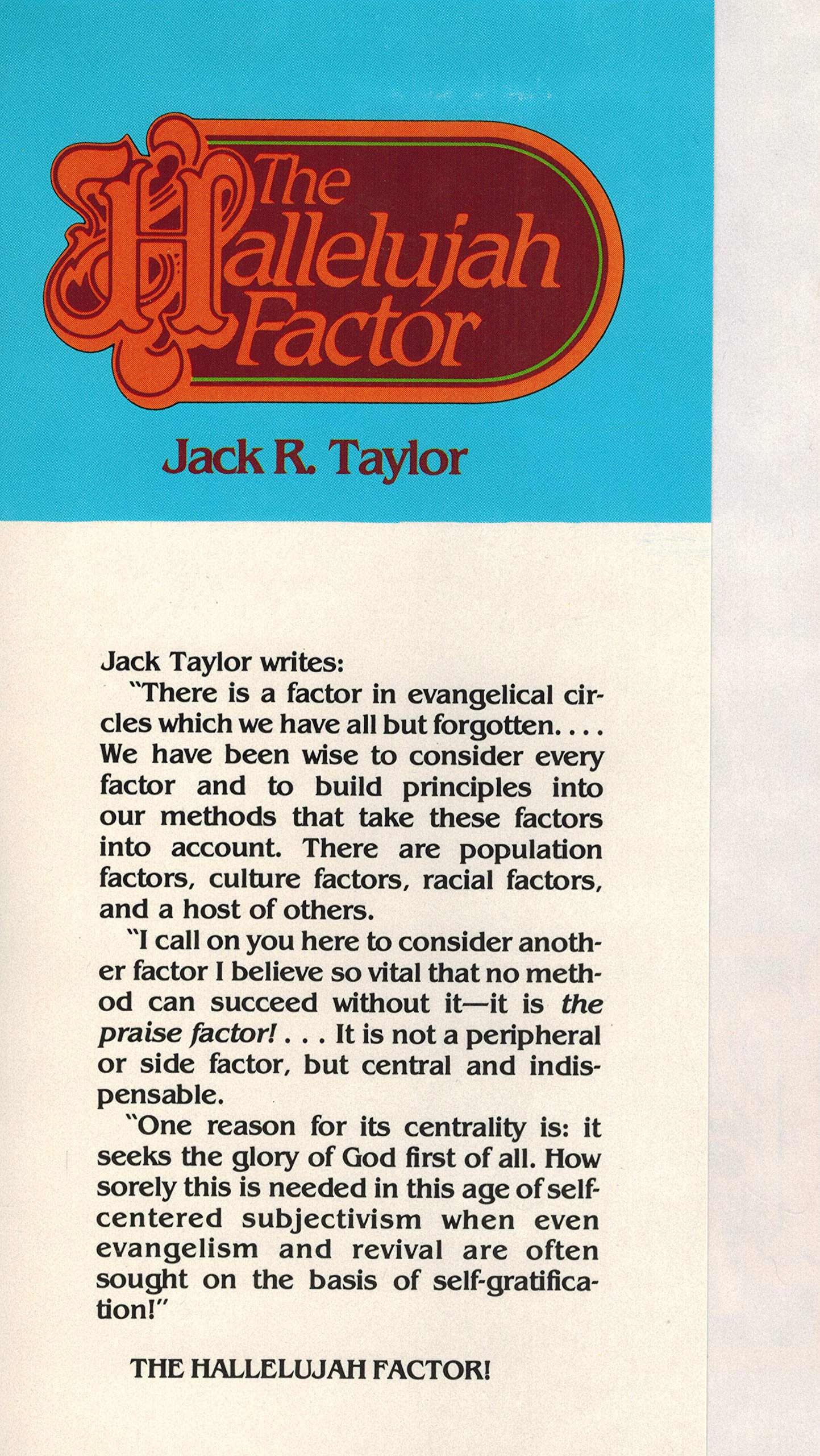 Hallelujah Factor: An Adventure Into The Principles And Practices Of Praise used book depot