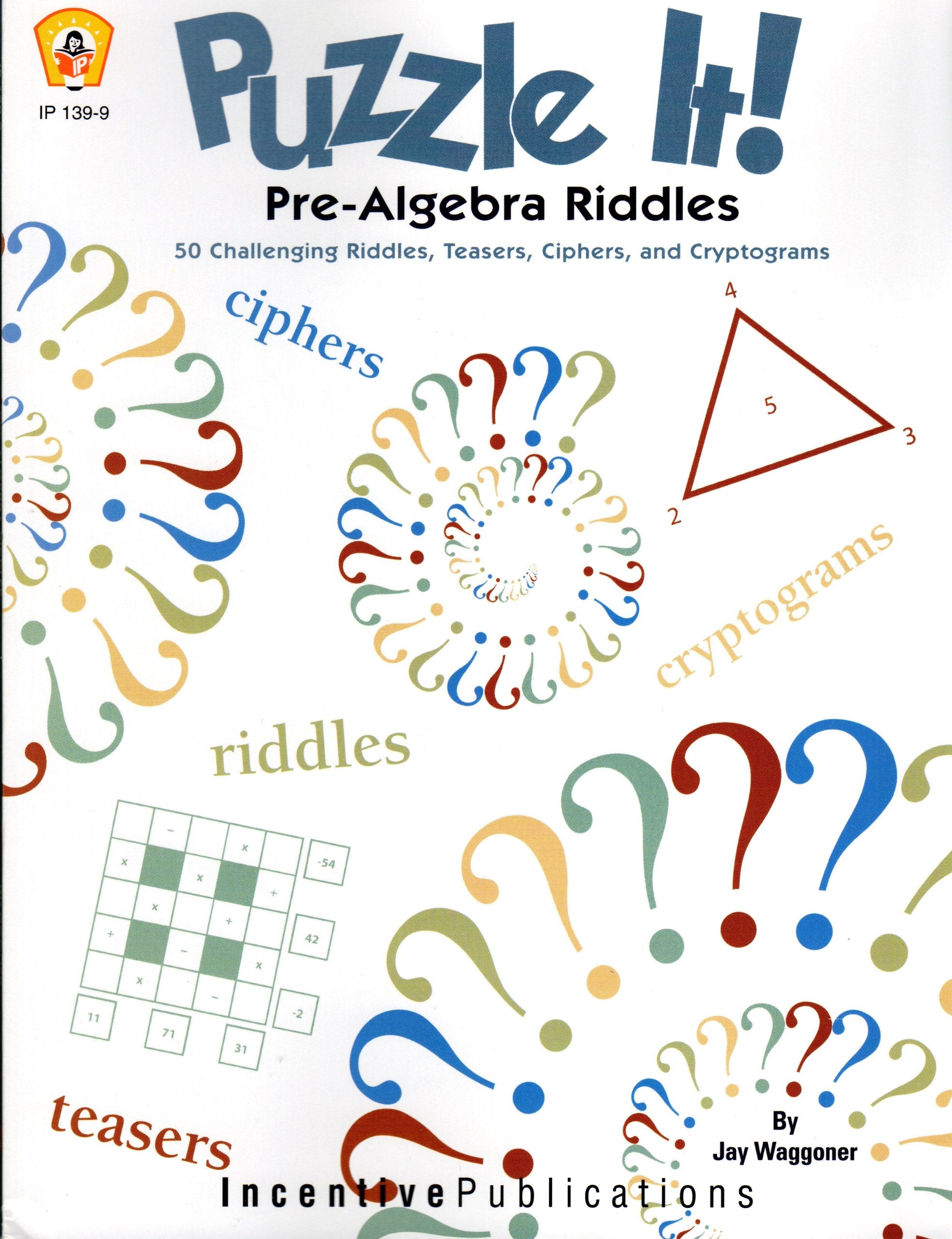 Puzzle It!: Pre-Algebra Riddles used book depot