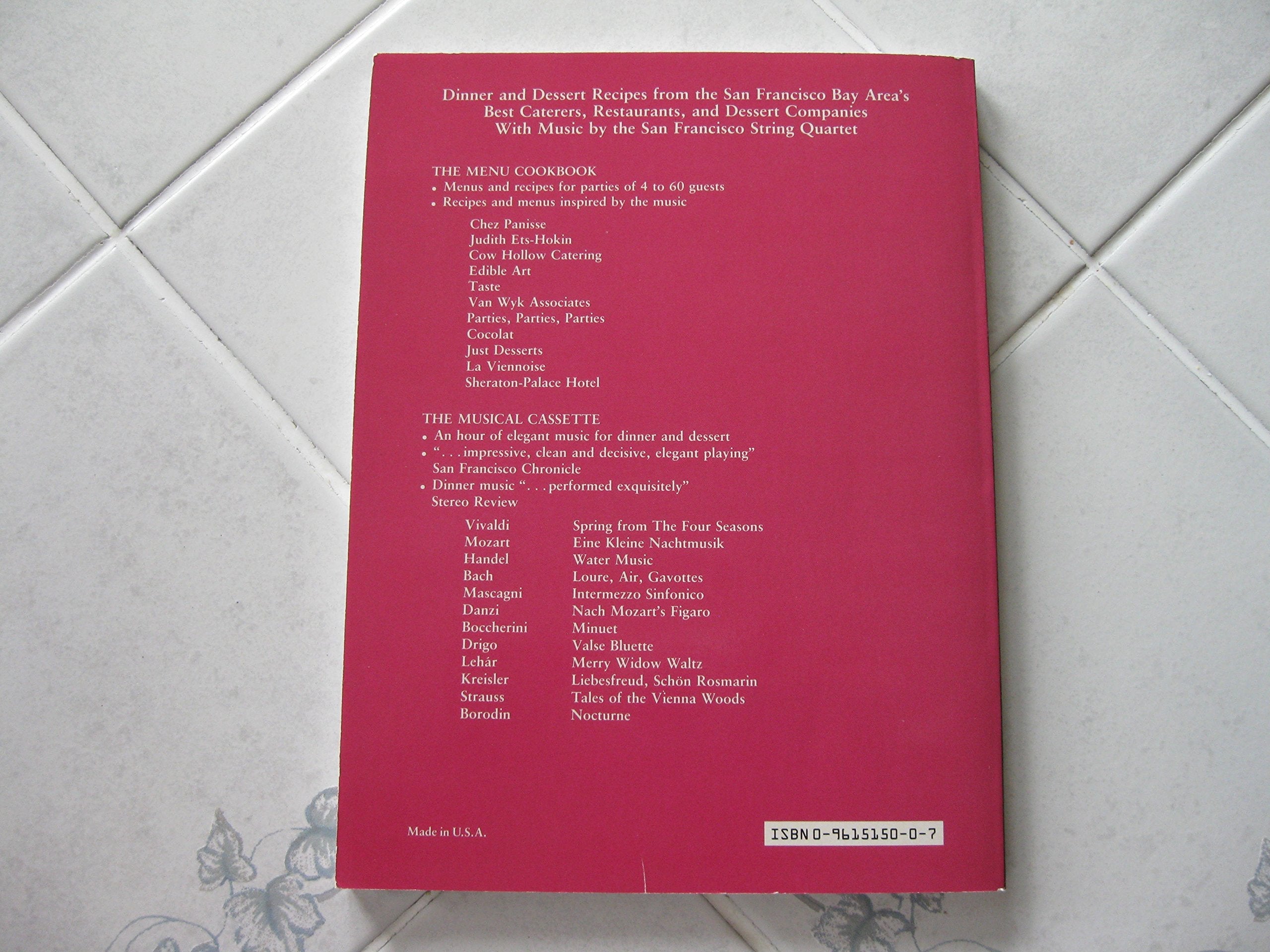 Sharon O'Connor's Menus and Music: A Menu Cookbook for Dinner and Dessert used book depot