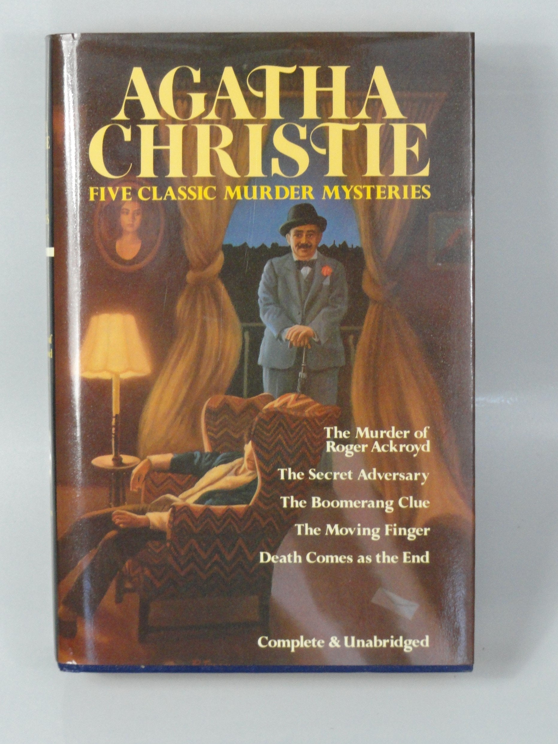 Five Classic Murder Mysteries: (The Murder of Roger Ackroyd / The Secret Adversary / The Boomerange Clue / The Moving Finger / Death Comes as the End) used book depot