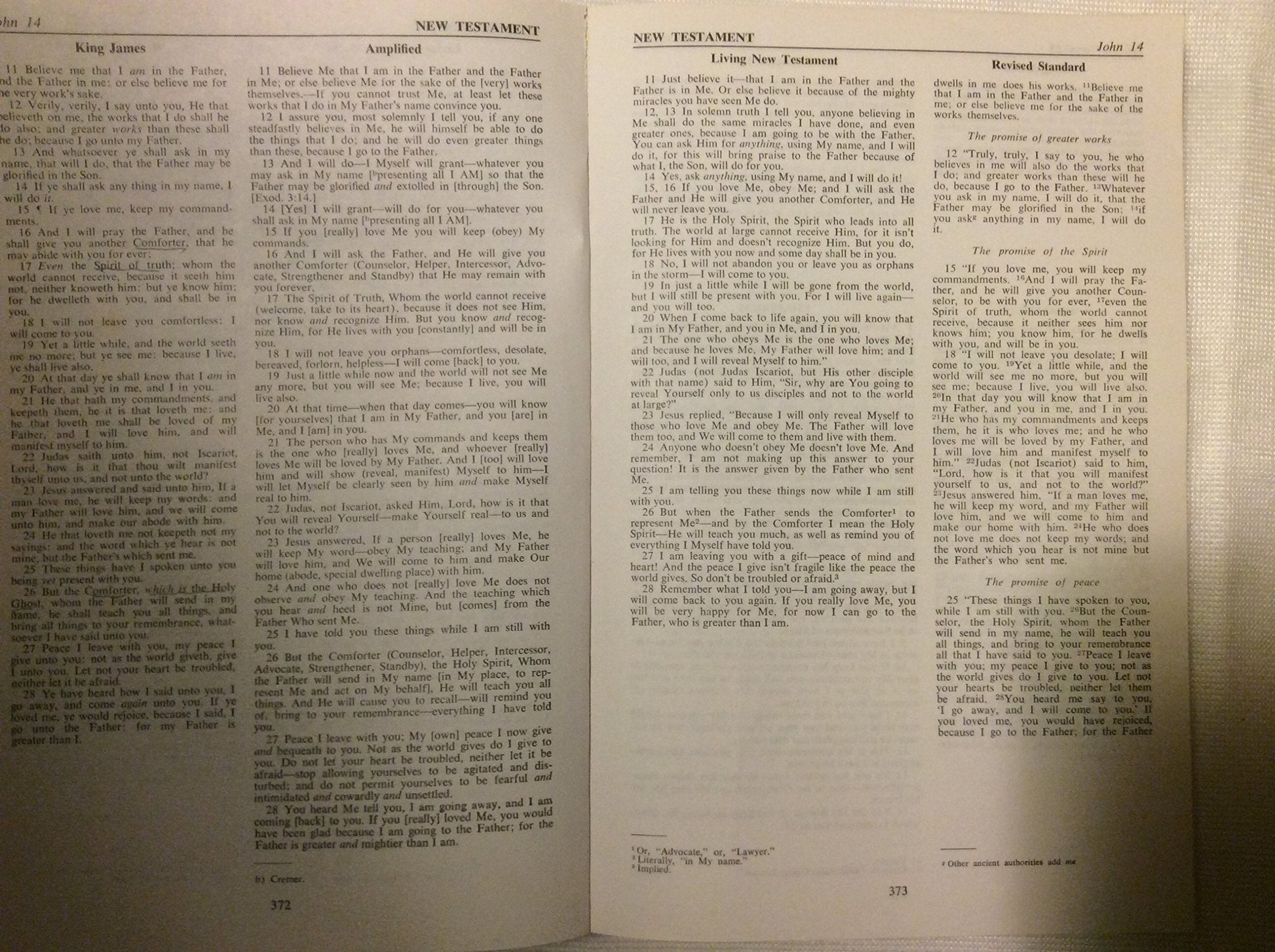 The Layman's Parallel New Testament: The King James Version, The Amplified New Testament, The Living New Testament, The Revised Standard Version used book depot