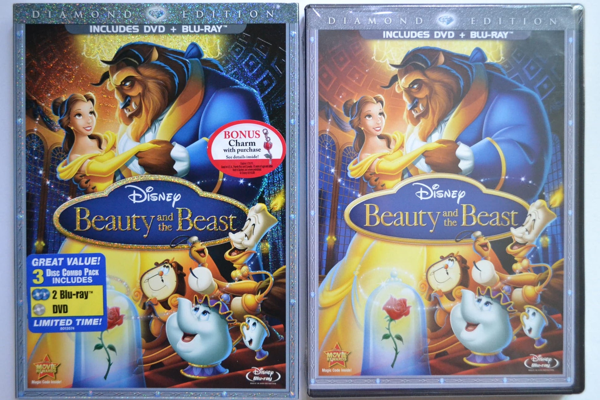 Beauty and the Beast (Three-Disc Diamond Edition Blu-ray/DVD Combo in DVD Packaging) used book depot