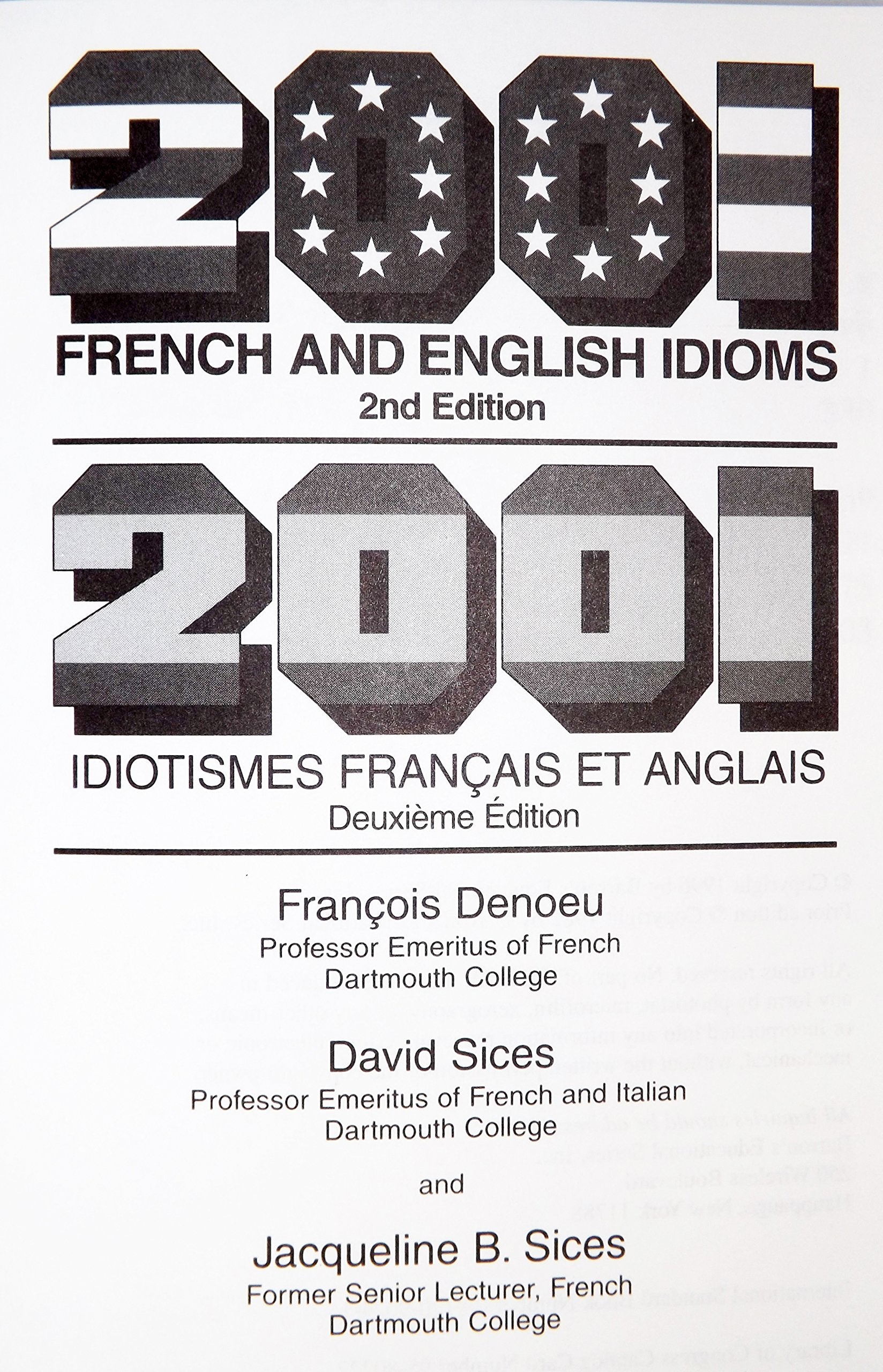 2001 French and English Idioms: 2001 Idiotismes Francais Et Anglais (English and French Edition) used book depot