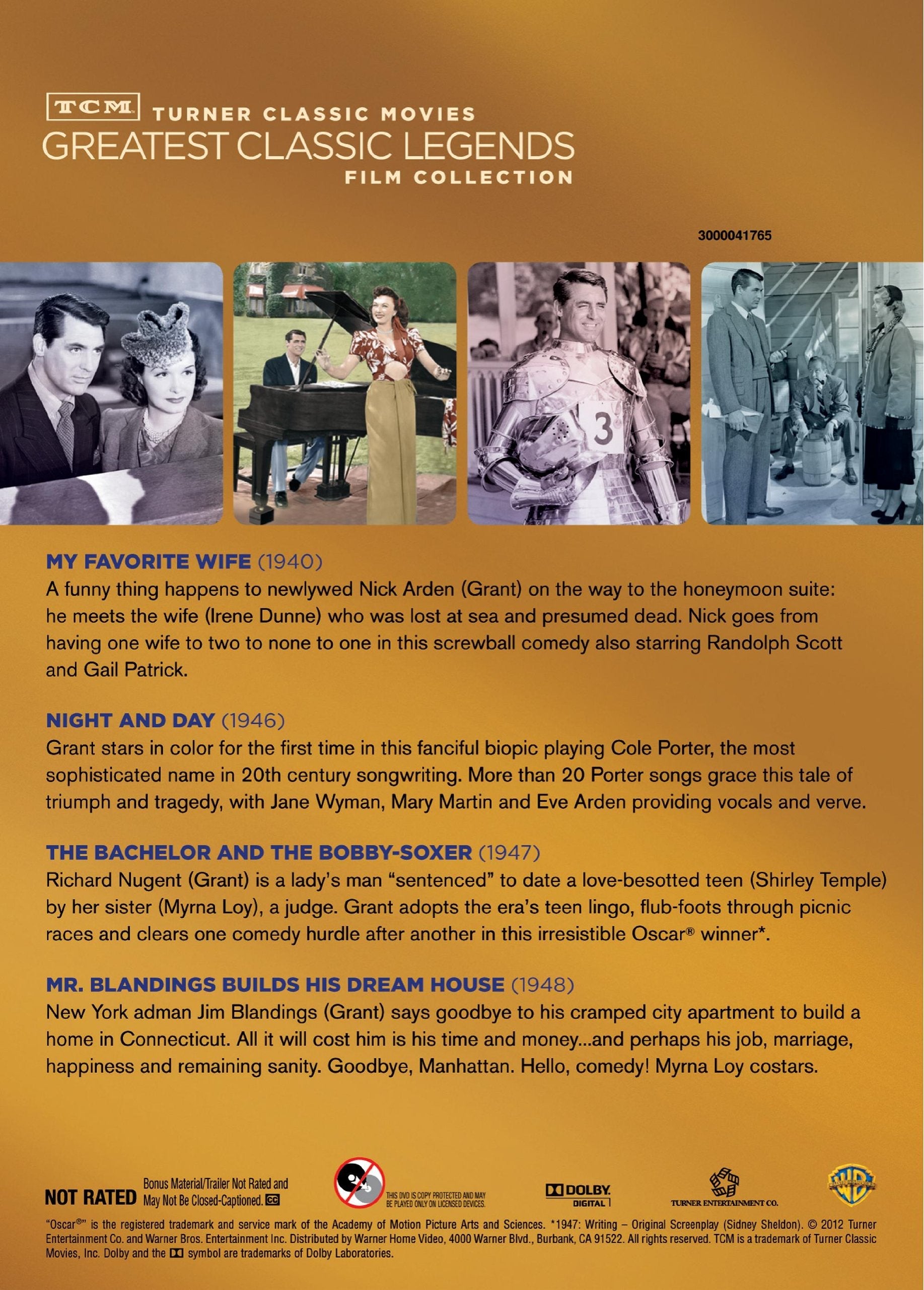 TCM Greatest Classic Legends: Cary Grant (Mr. Blandings Builds His Dream House / My Favorite Wife / Night and Day / The Bachelor and the Bobby-Soxer) used book depot
