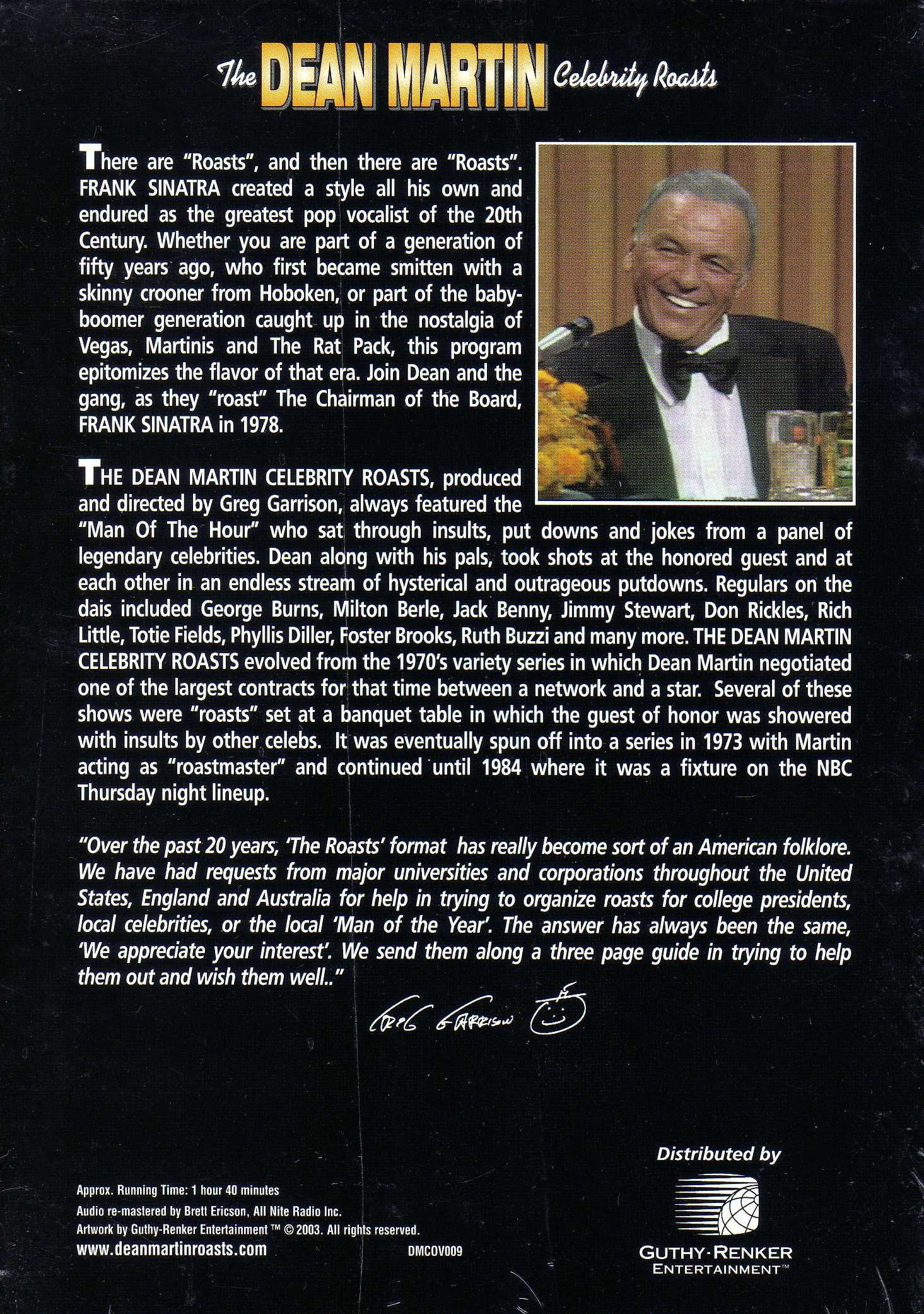 Greg Garrison Presents The Dean Martin Celebrity Roasts: Man of the Hour: Frank Sinatra
