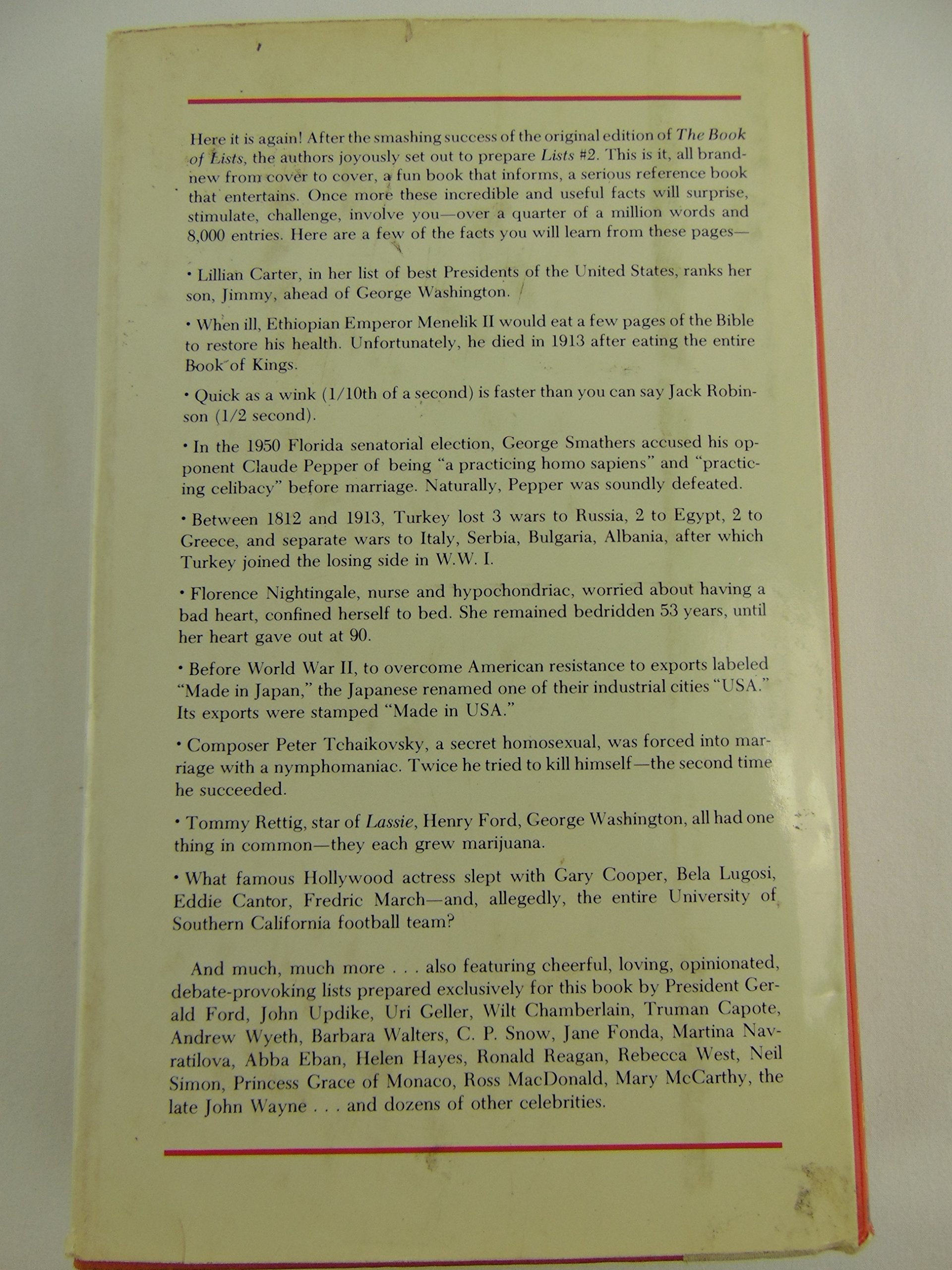 The People's Almanac Presents The Books of Lists, No. 2
