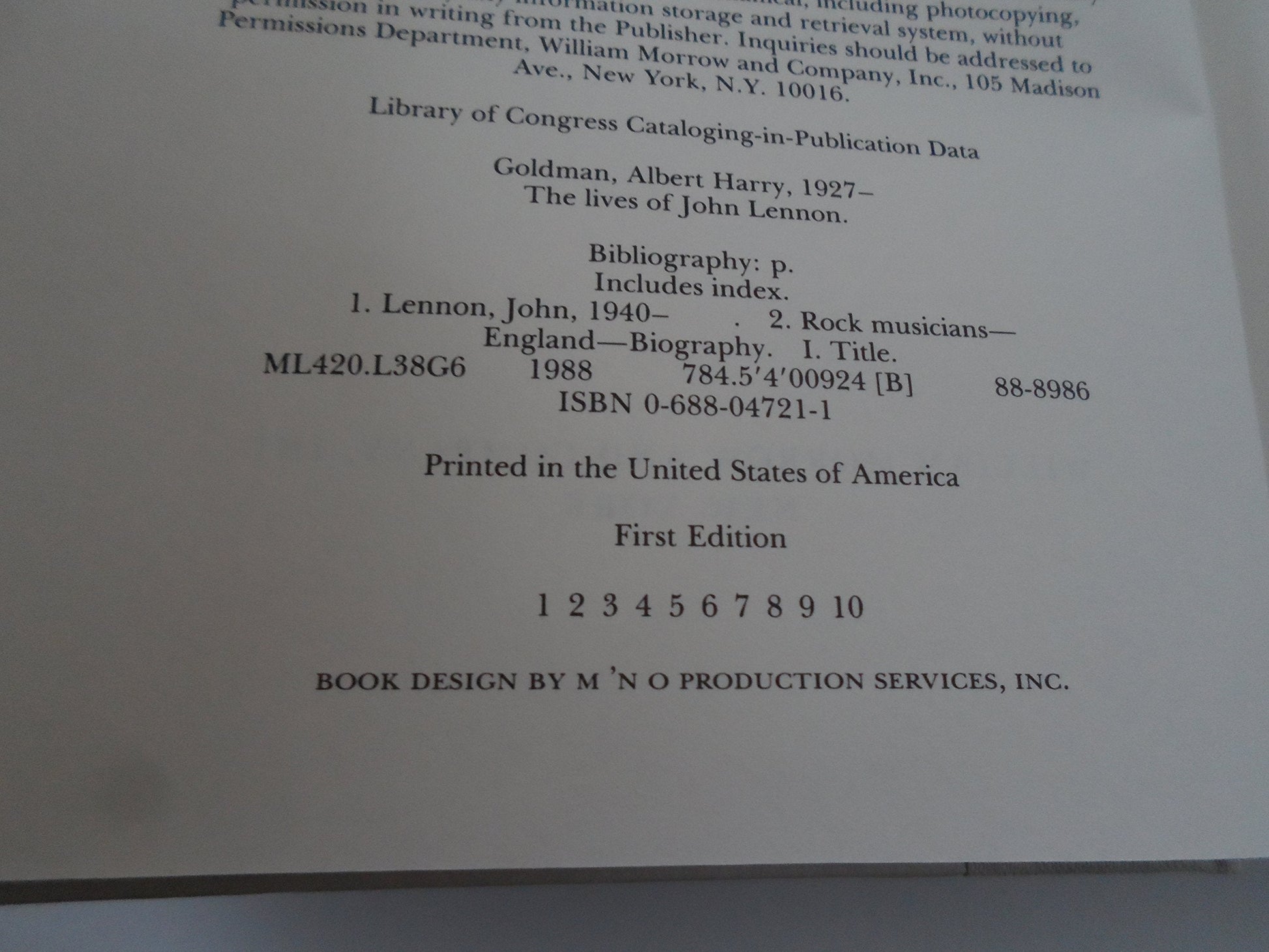 The Lives of John Lennon used book depot
