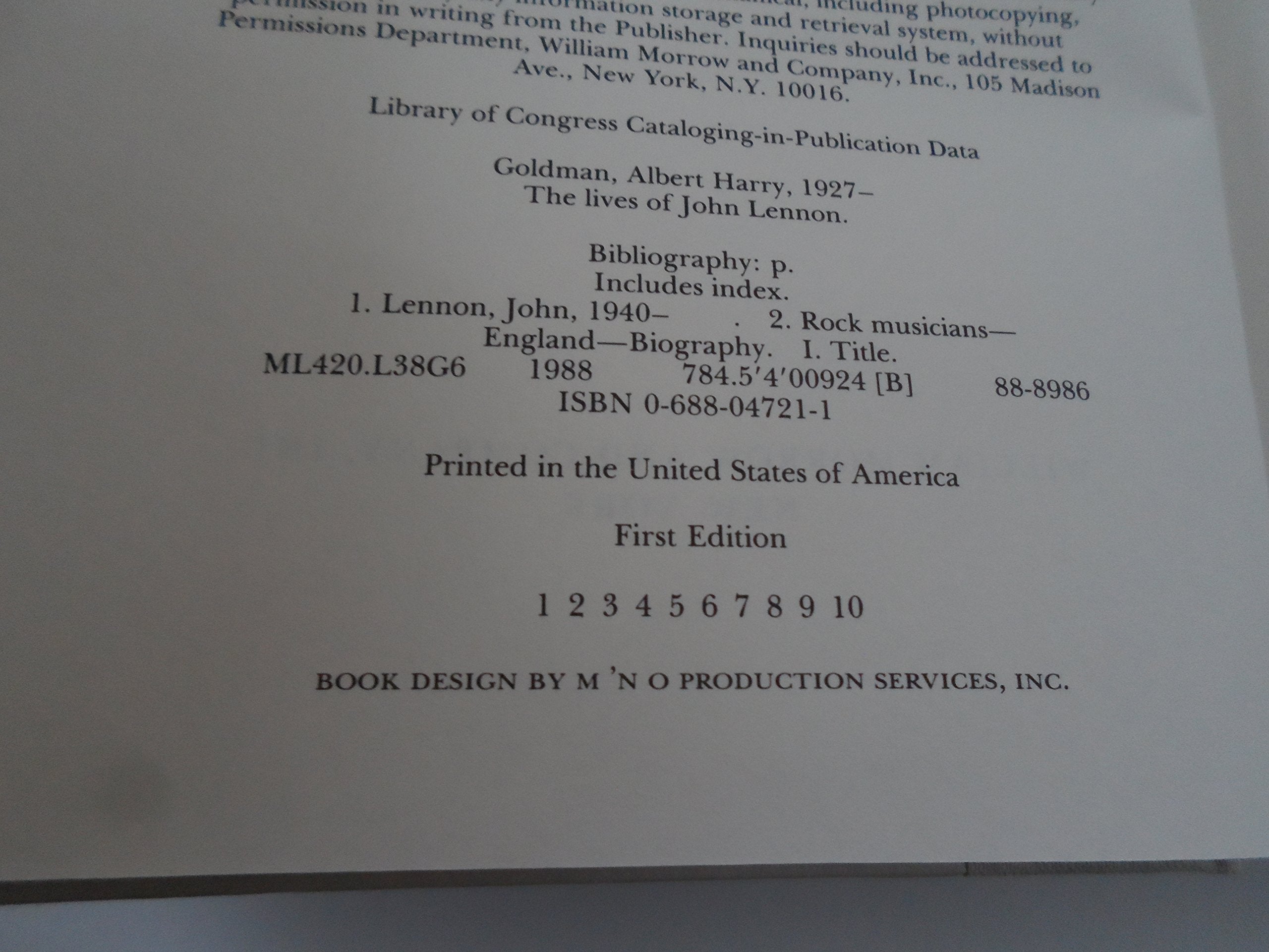 The Lives of John Lennon used book depot