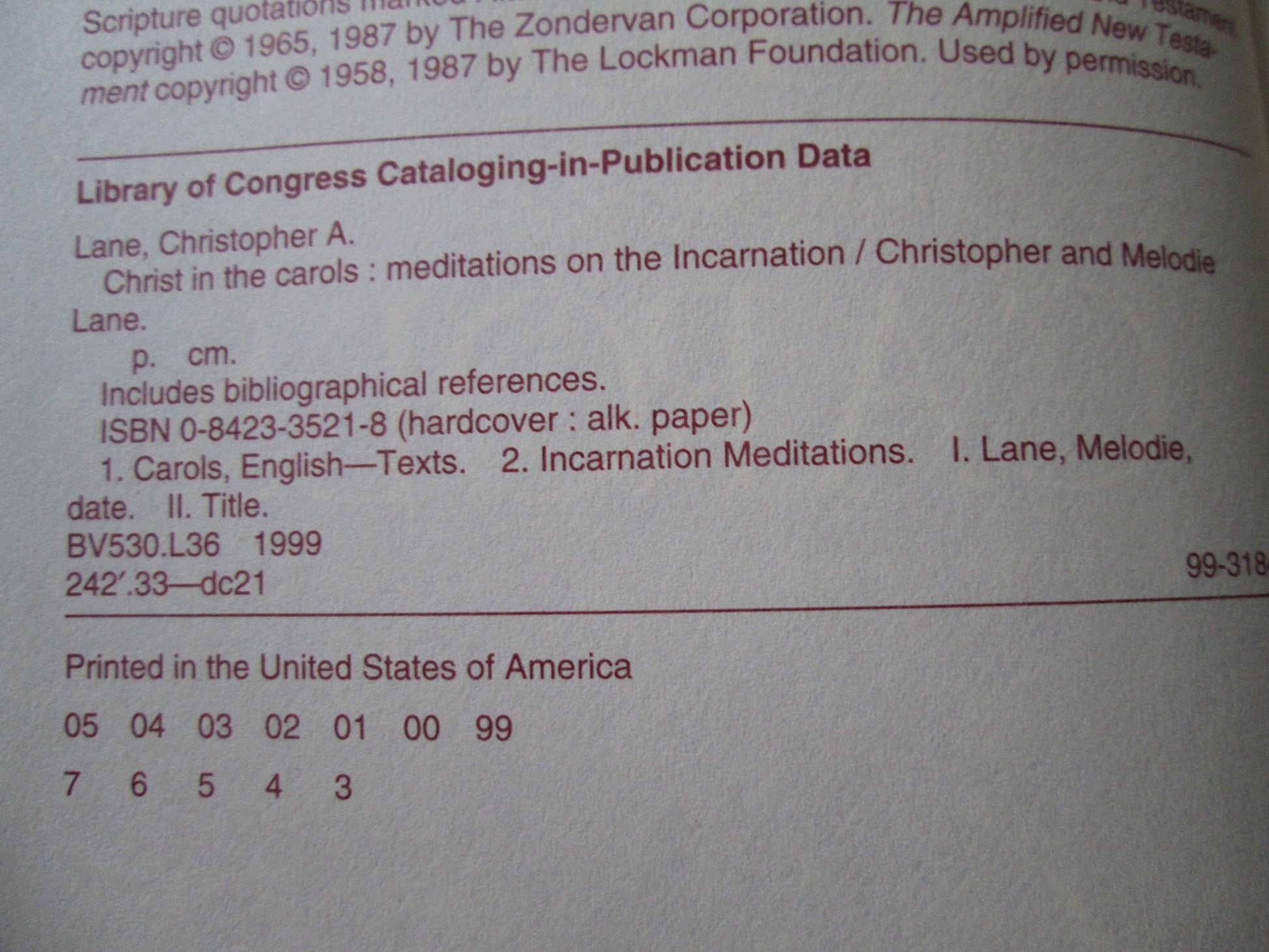 Christ in the Carols: Thirty-one devotionals for Christmas and Advent used book depot