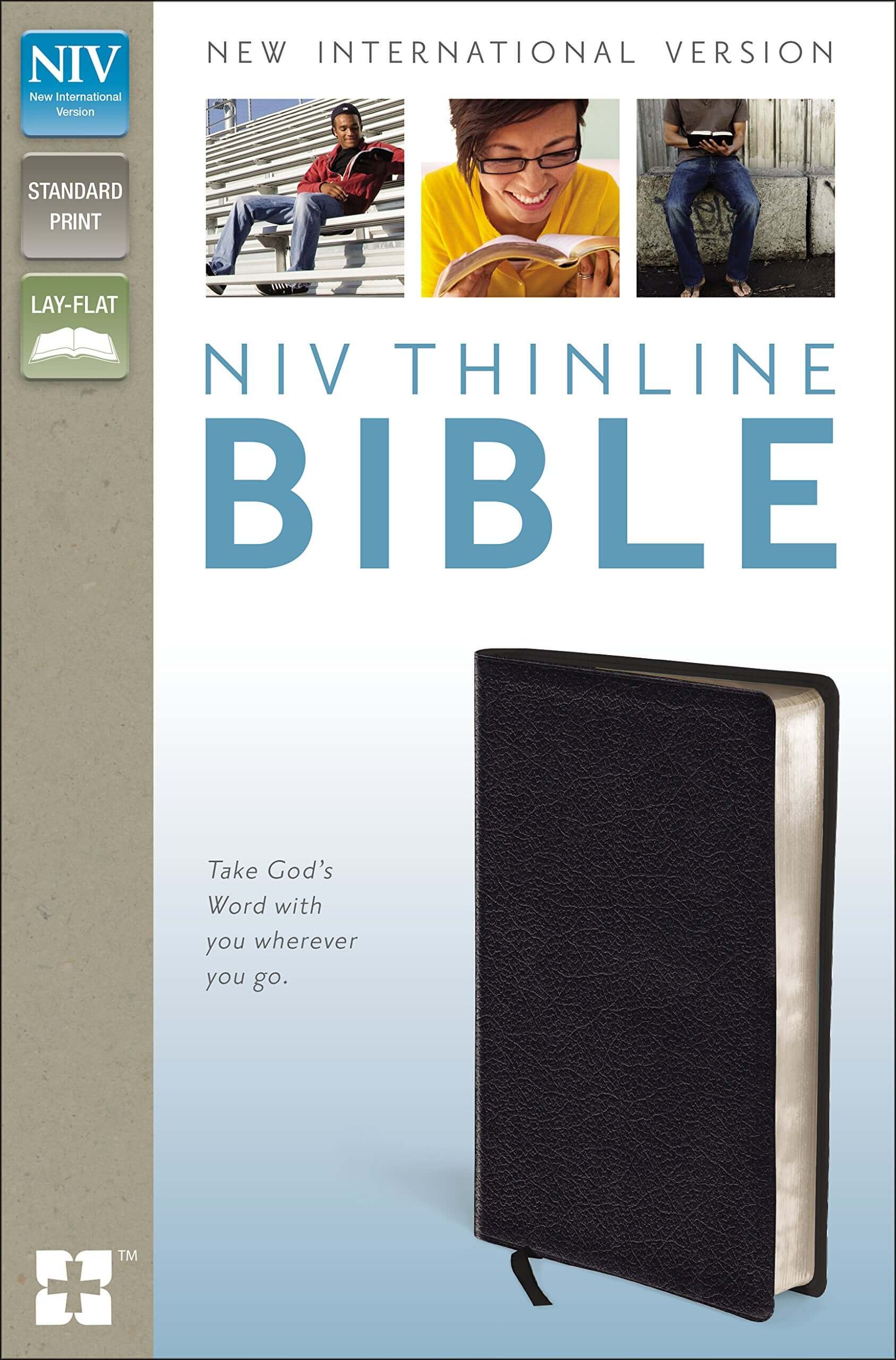 NIV, Thinline Bible, Bonded Leather, Black, Red Letter Edition used book depot